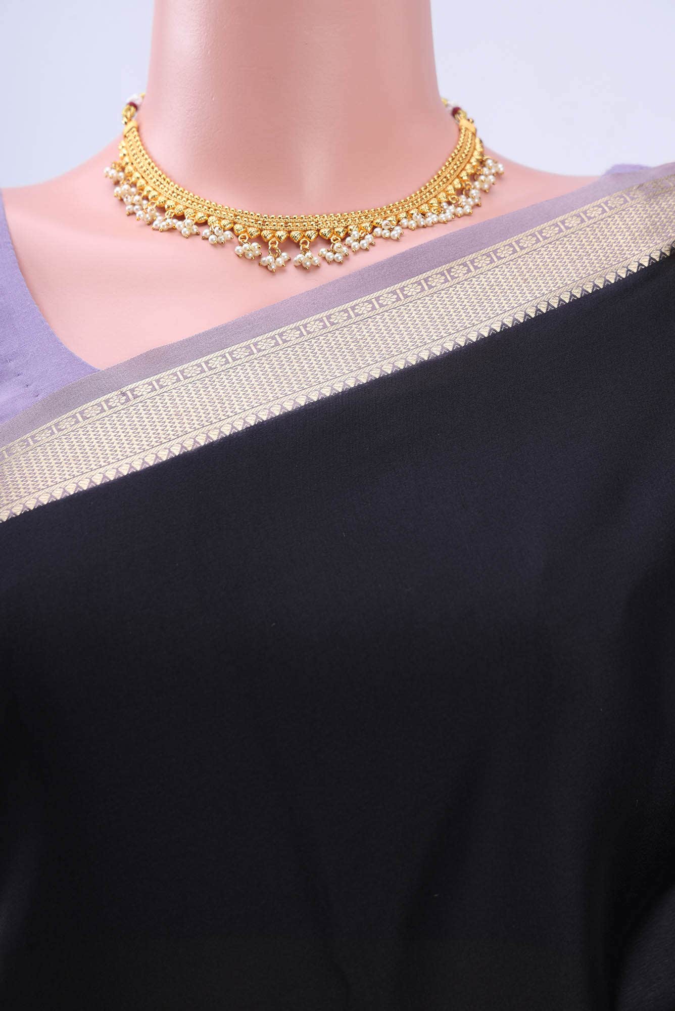 Black Mysore Crepe Saree