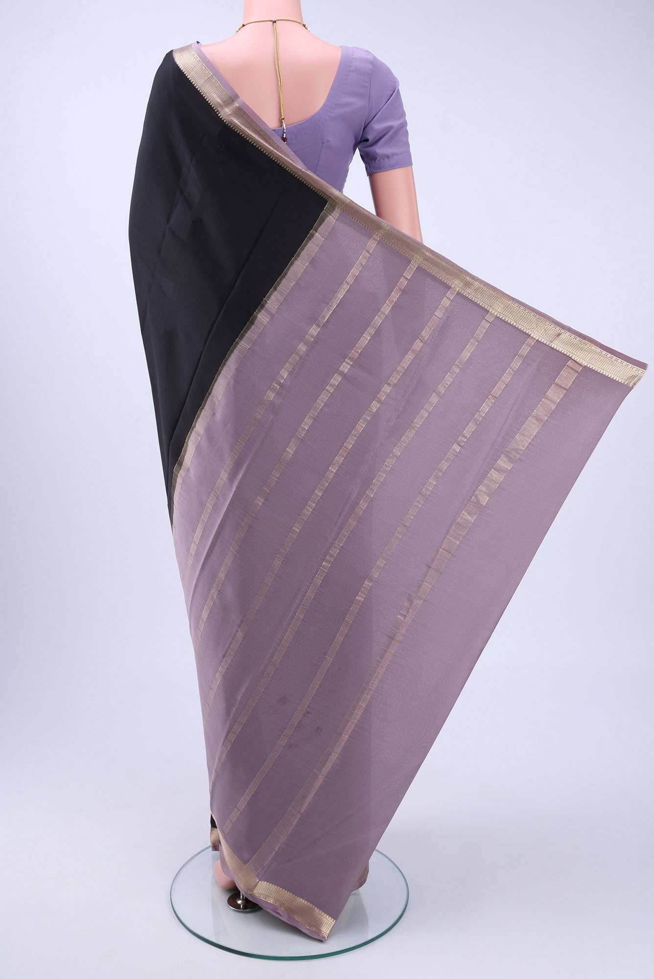 Black Mysore Crepe Saree