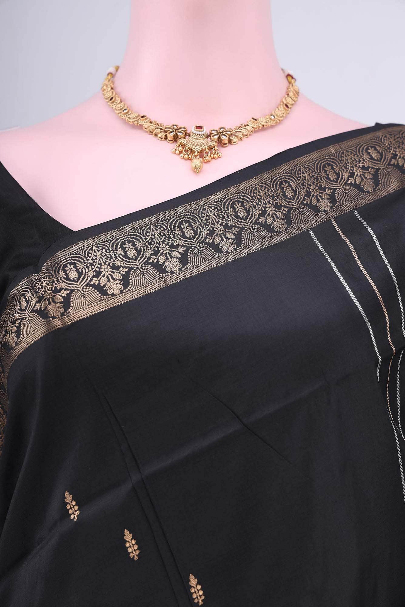 Black Banarasi Katan Silk Saree