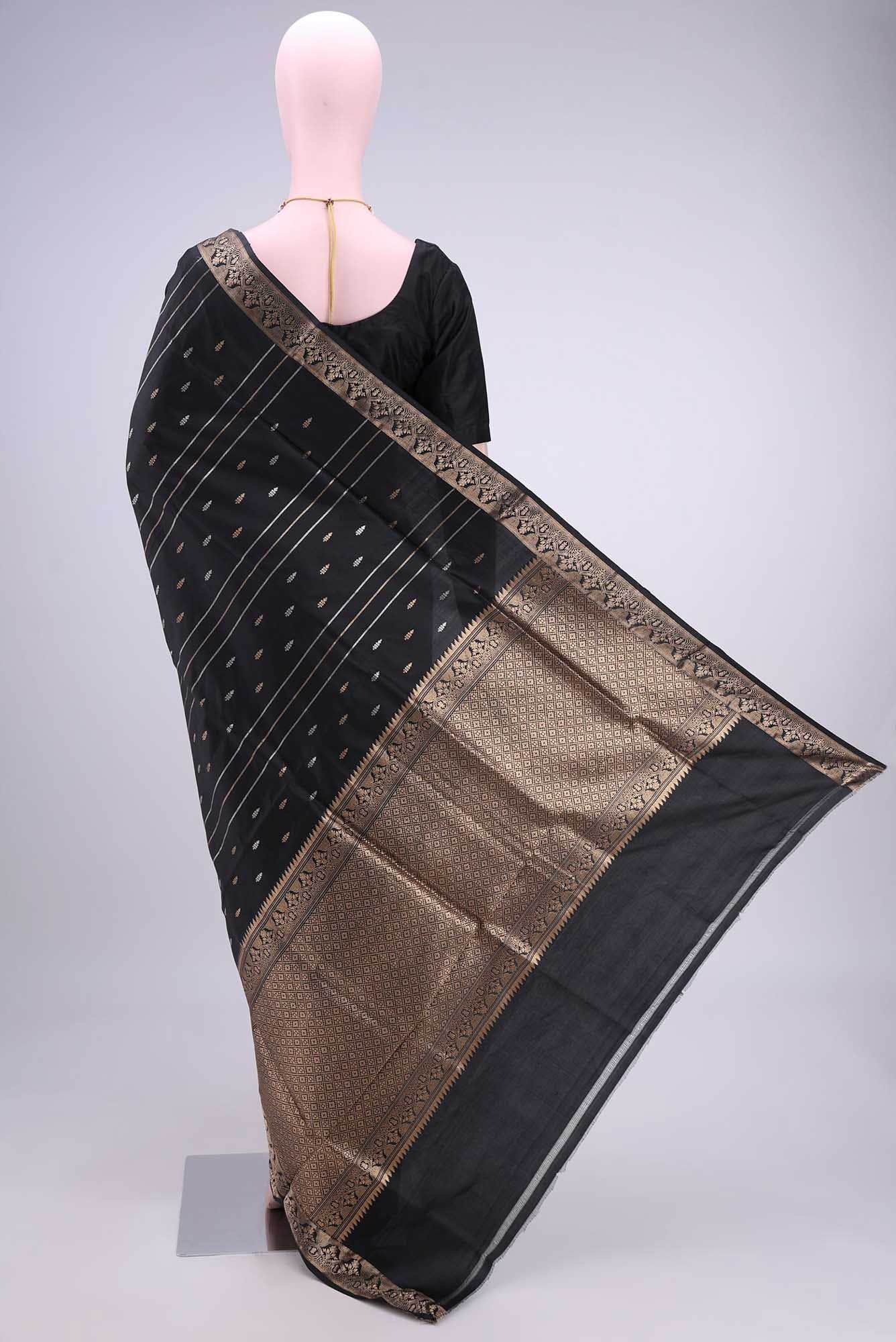 Black Banarasi Katan Silk Saree