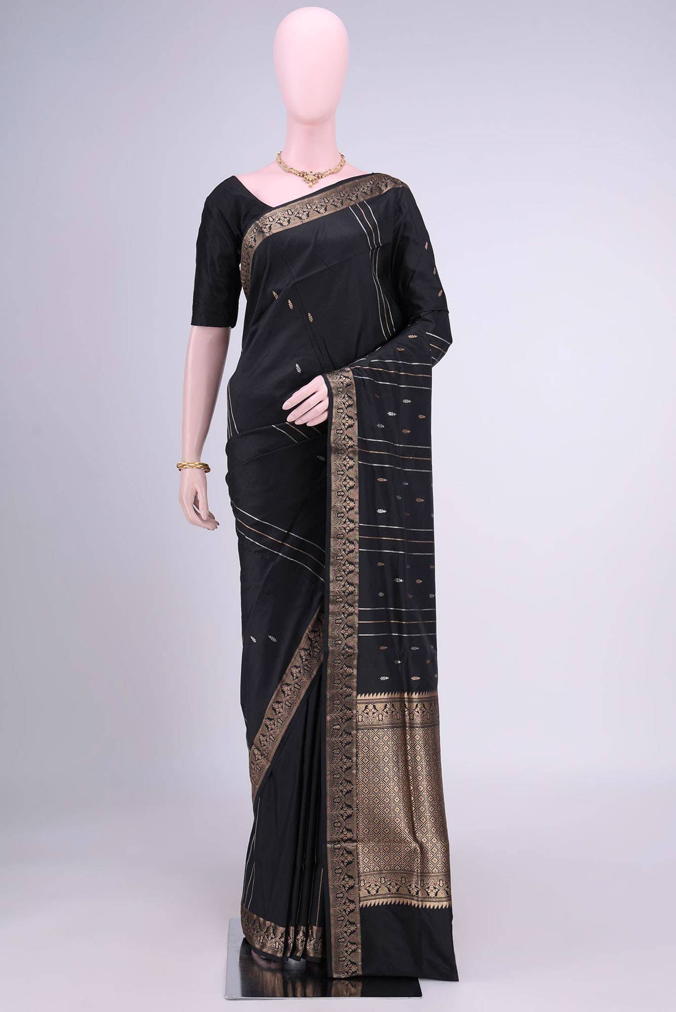 Black Banarasi Katan Silk Saree