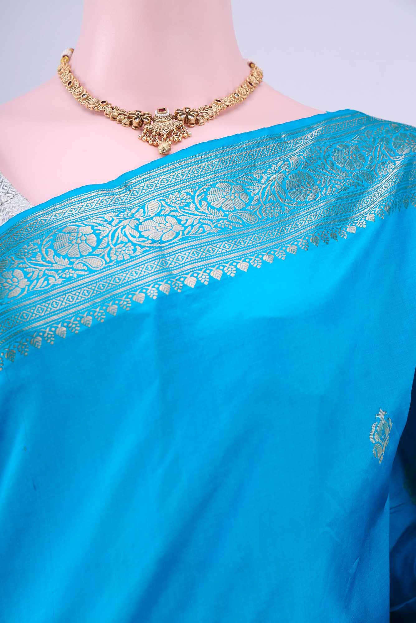 Blue Banarasi Katan Silk Saree