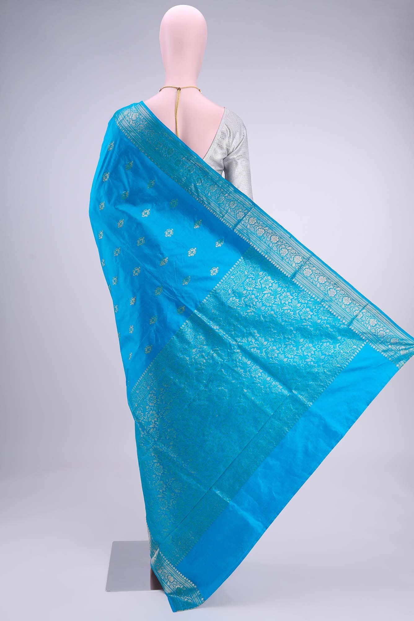 Blue Banarasi Katan Silk Saree