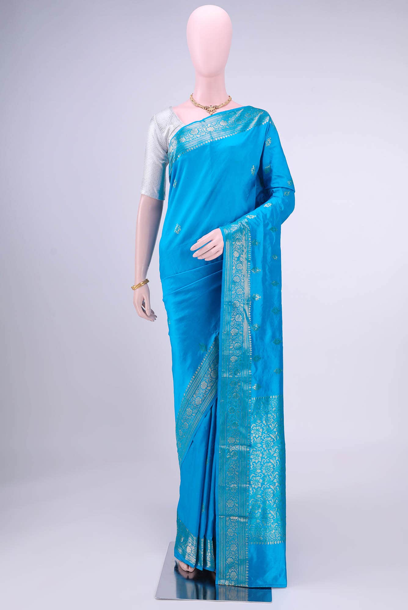 Blue Banarasi Katan Silk Saree