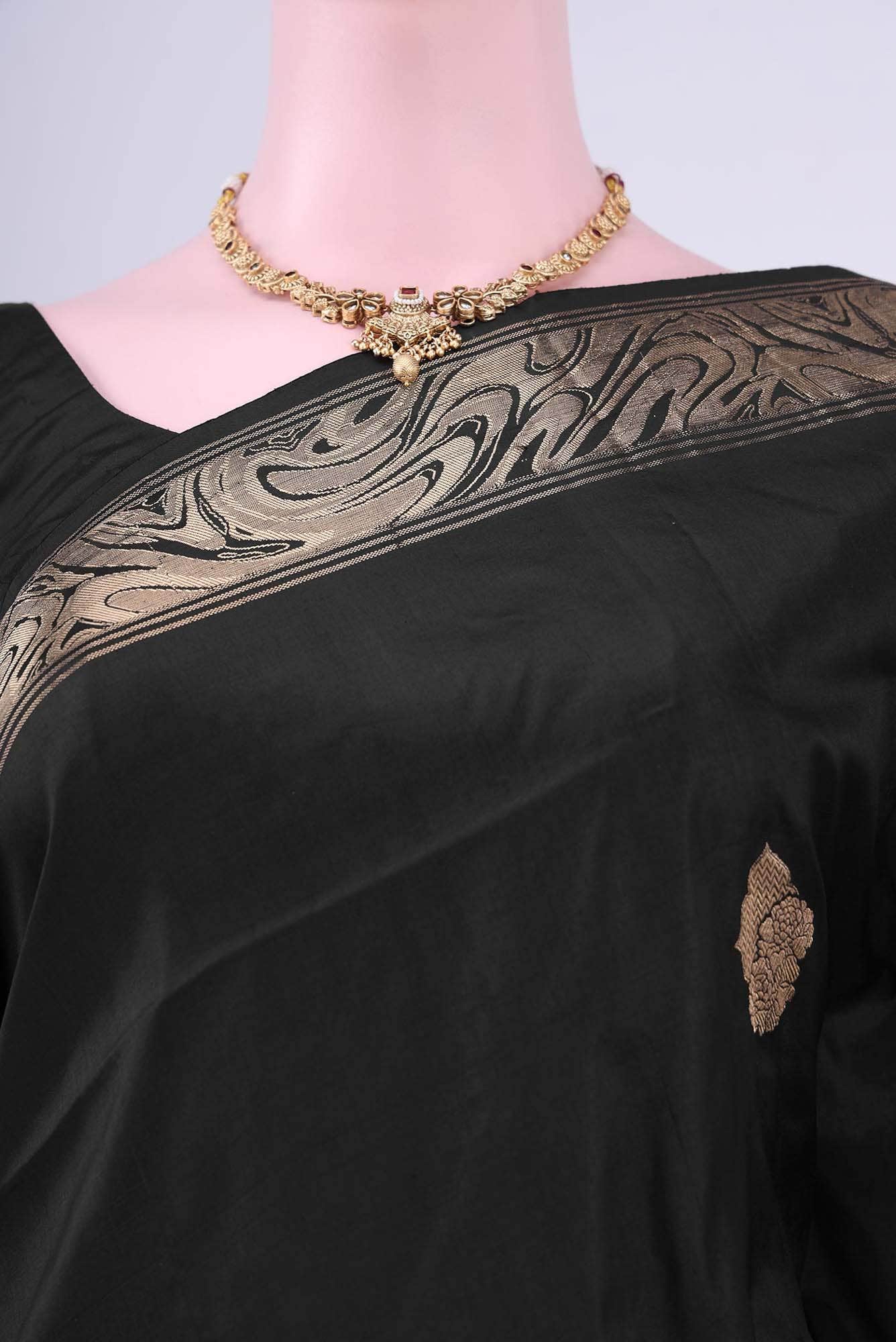 Black Banarasi Katan Silk Saree