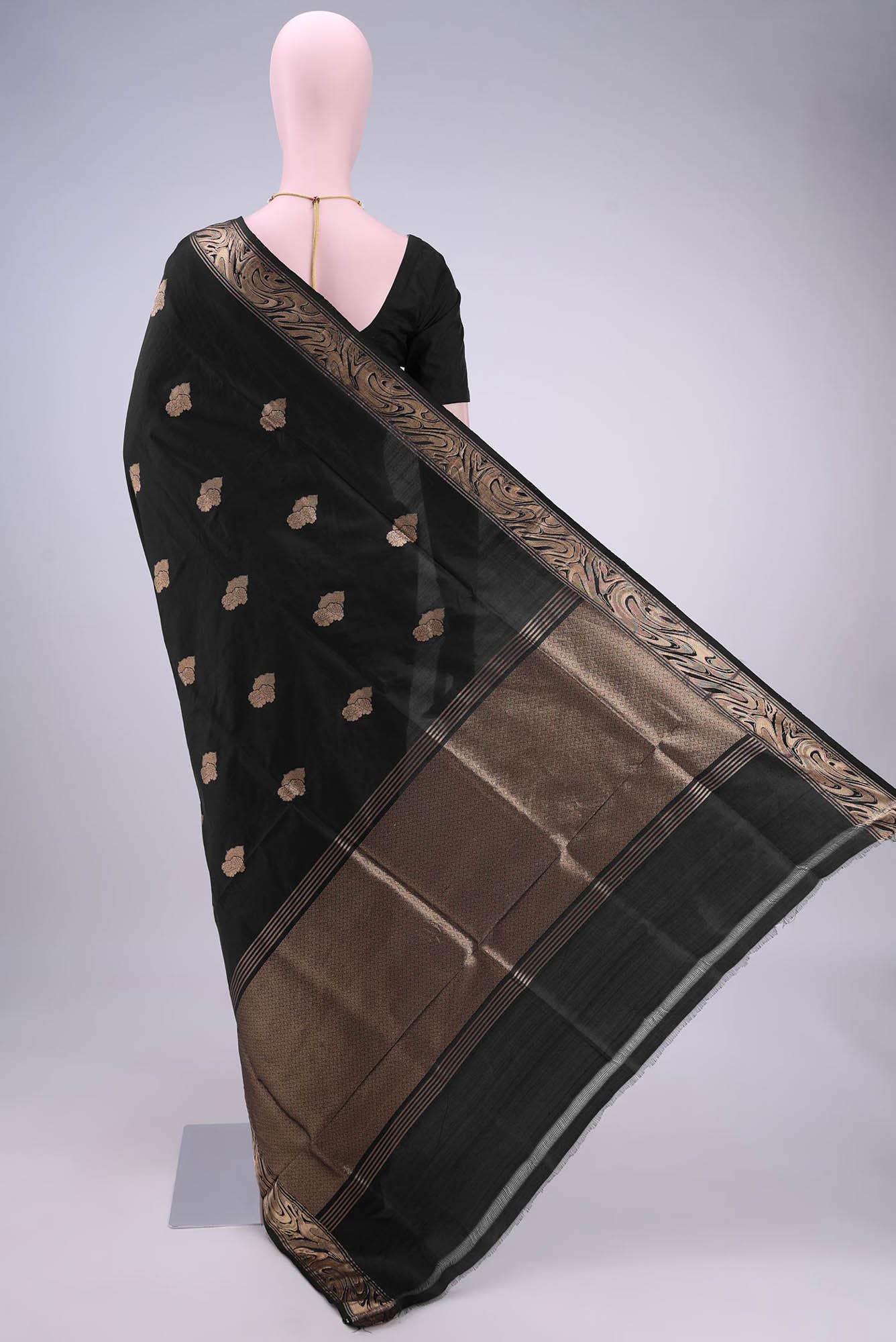 Black Banarasi Katan Silk Saree