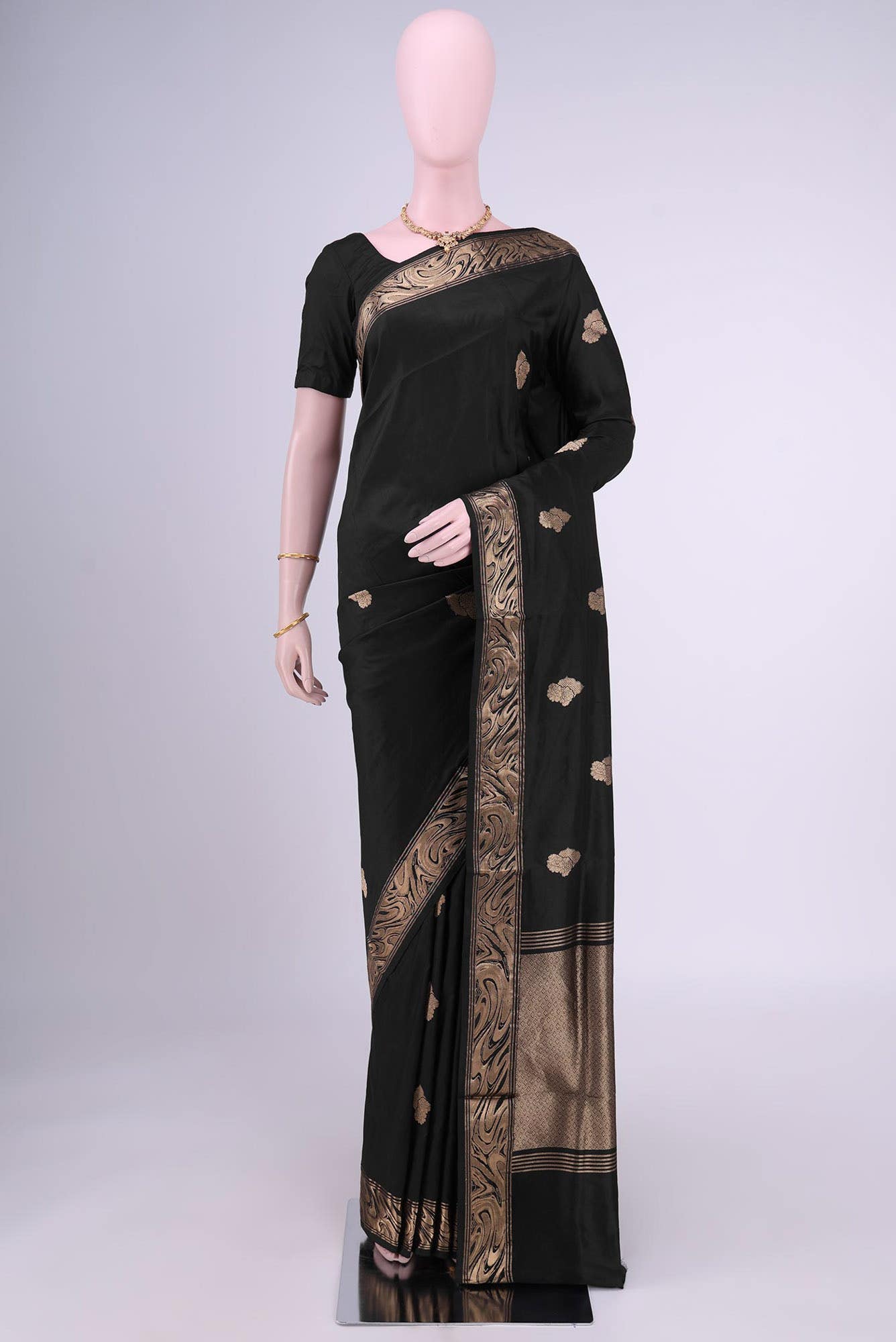 Black Banarasi Katan Silk Saree