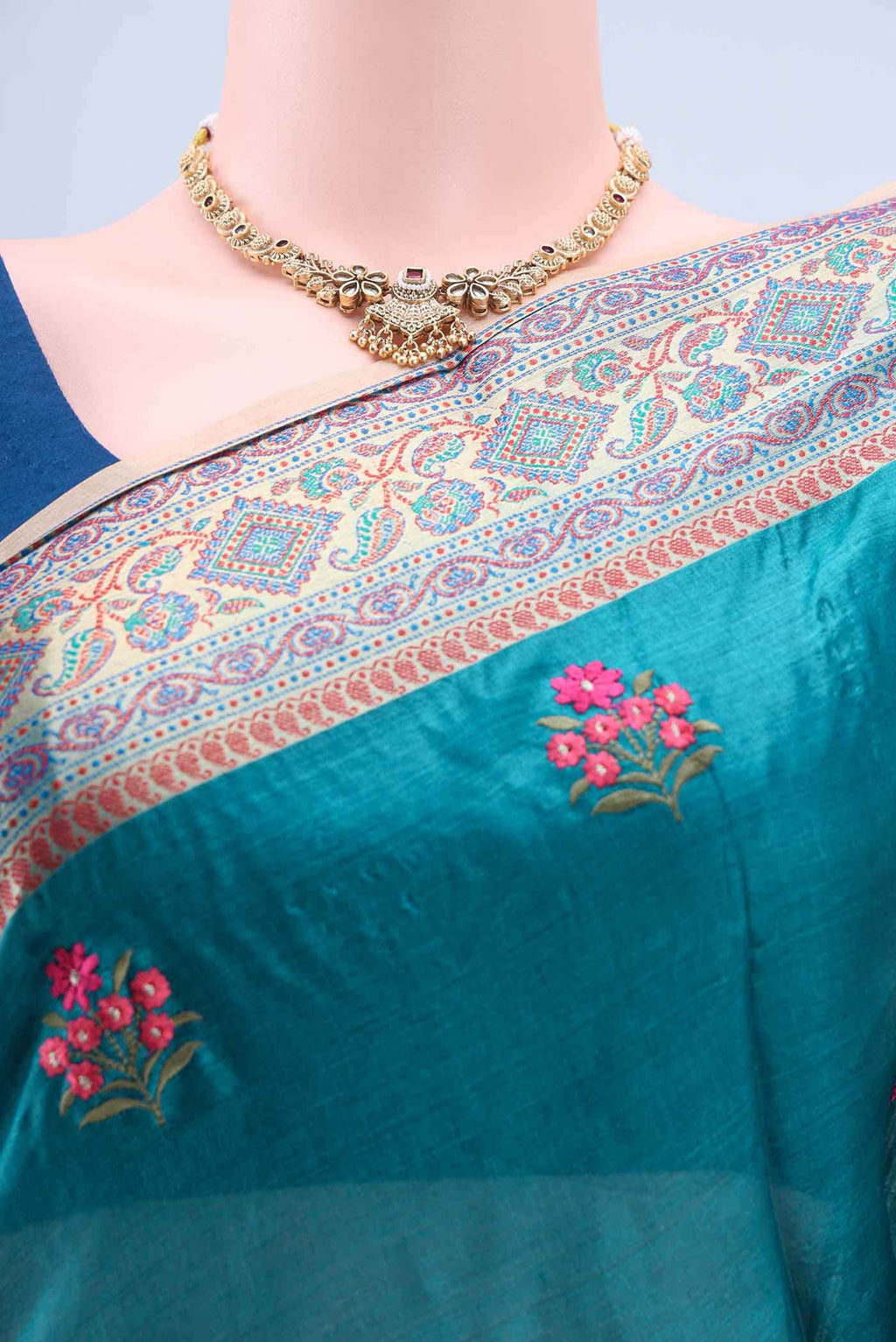 Dark Blue Banarasi Silk Saree