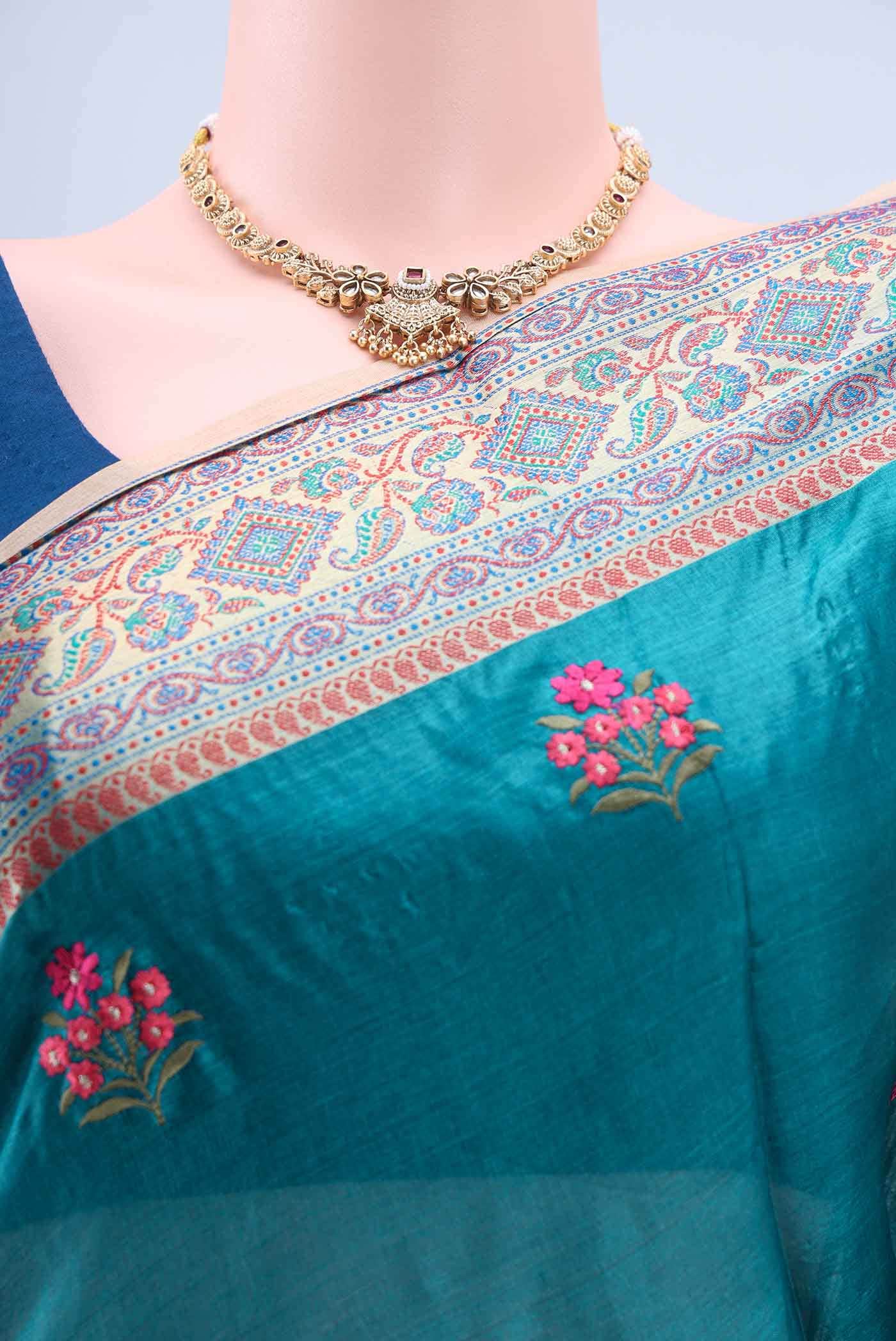 Dark Blue Banarasi Silk Saree