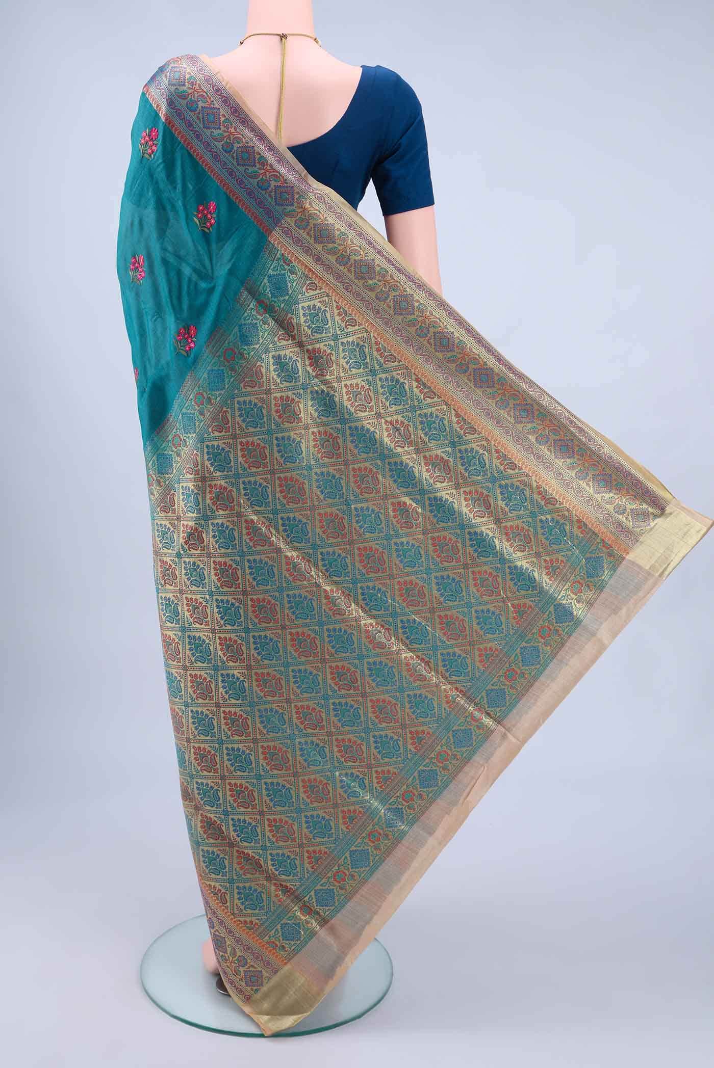 Dark Blue Banarasi Silk Saree