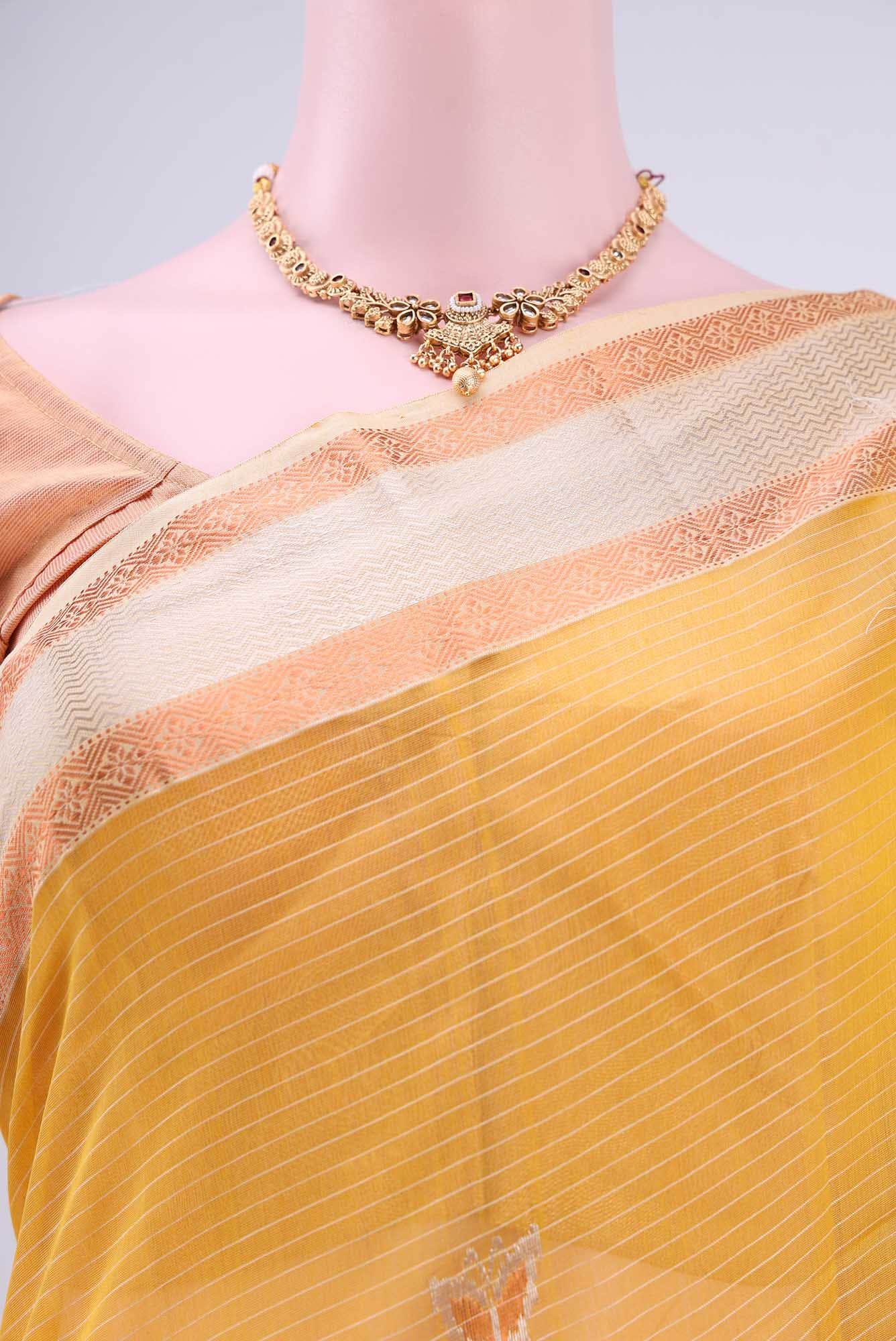 Yellow Maheshwari Silk Saree