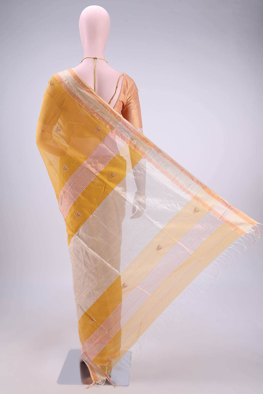 Yellow Maheshwari Silk Saree