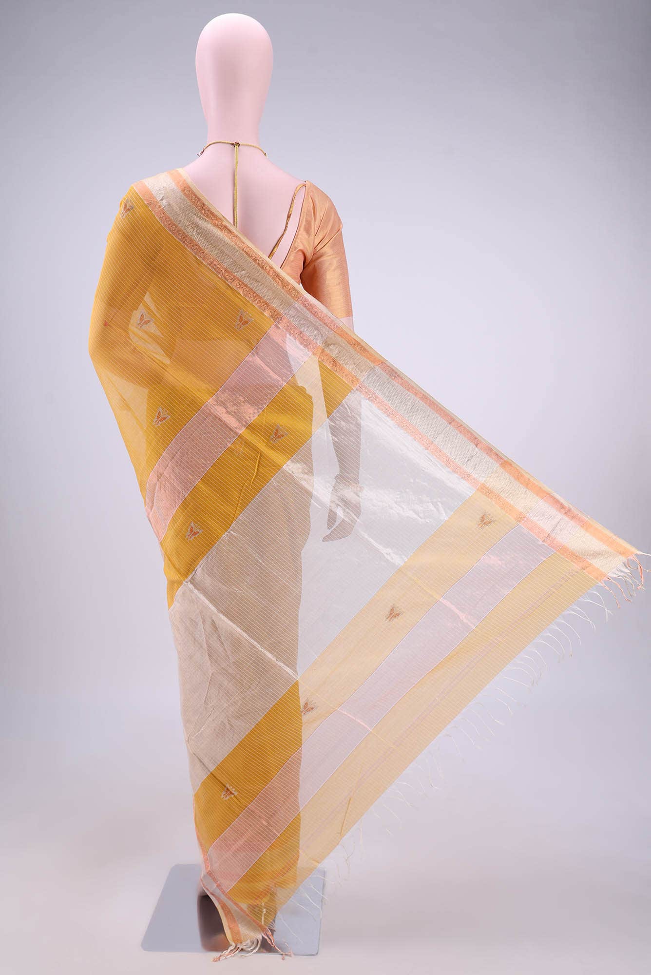 Yellow Maheshwari Silk Saree