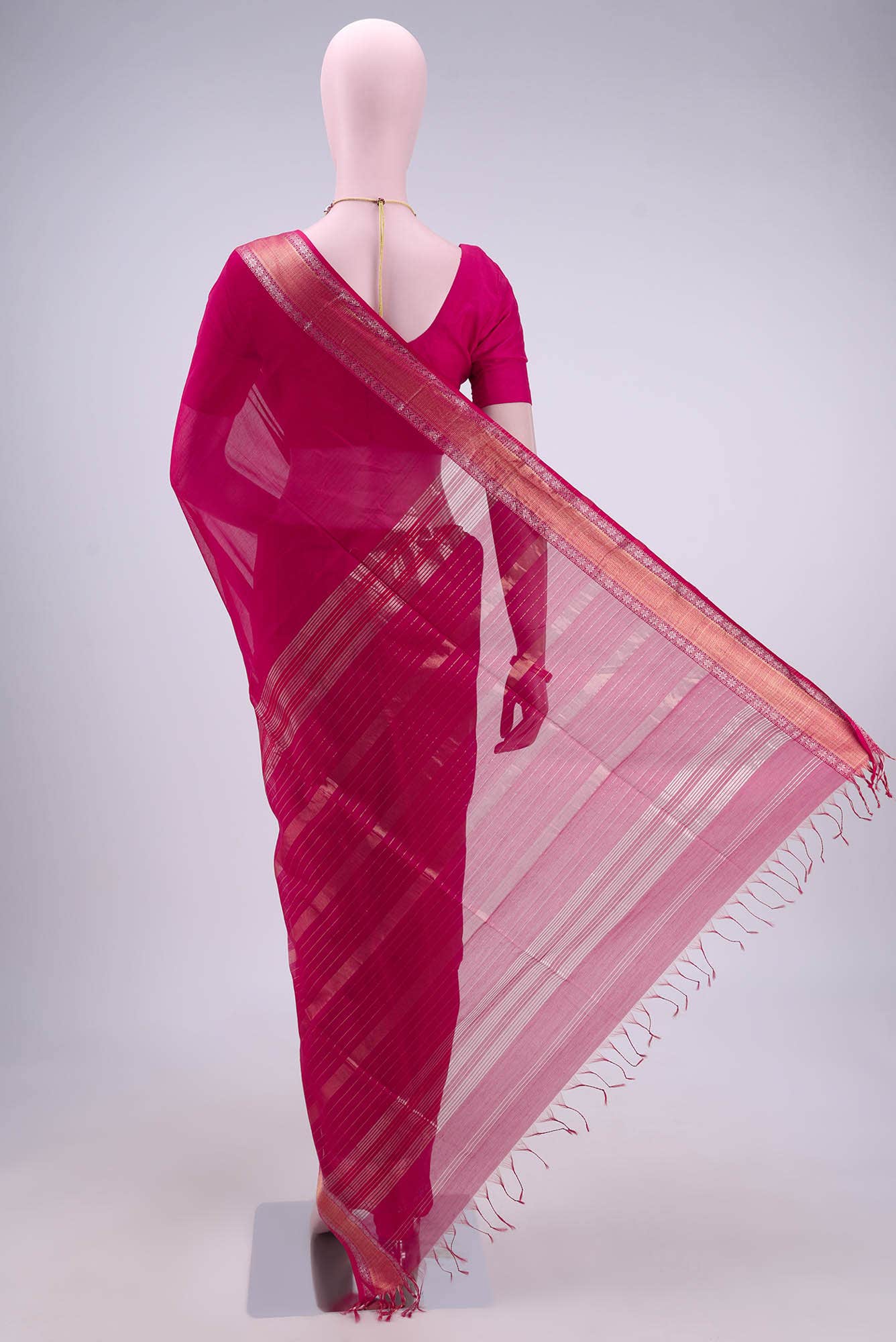 Dark Pink Maheshwari Silk Saree
