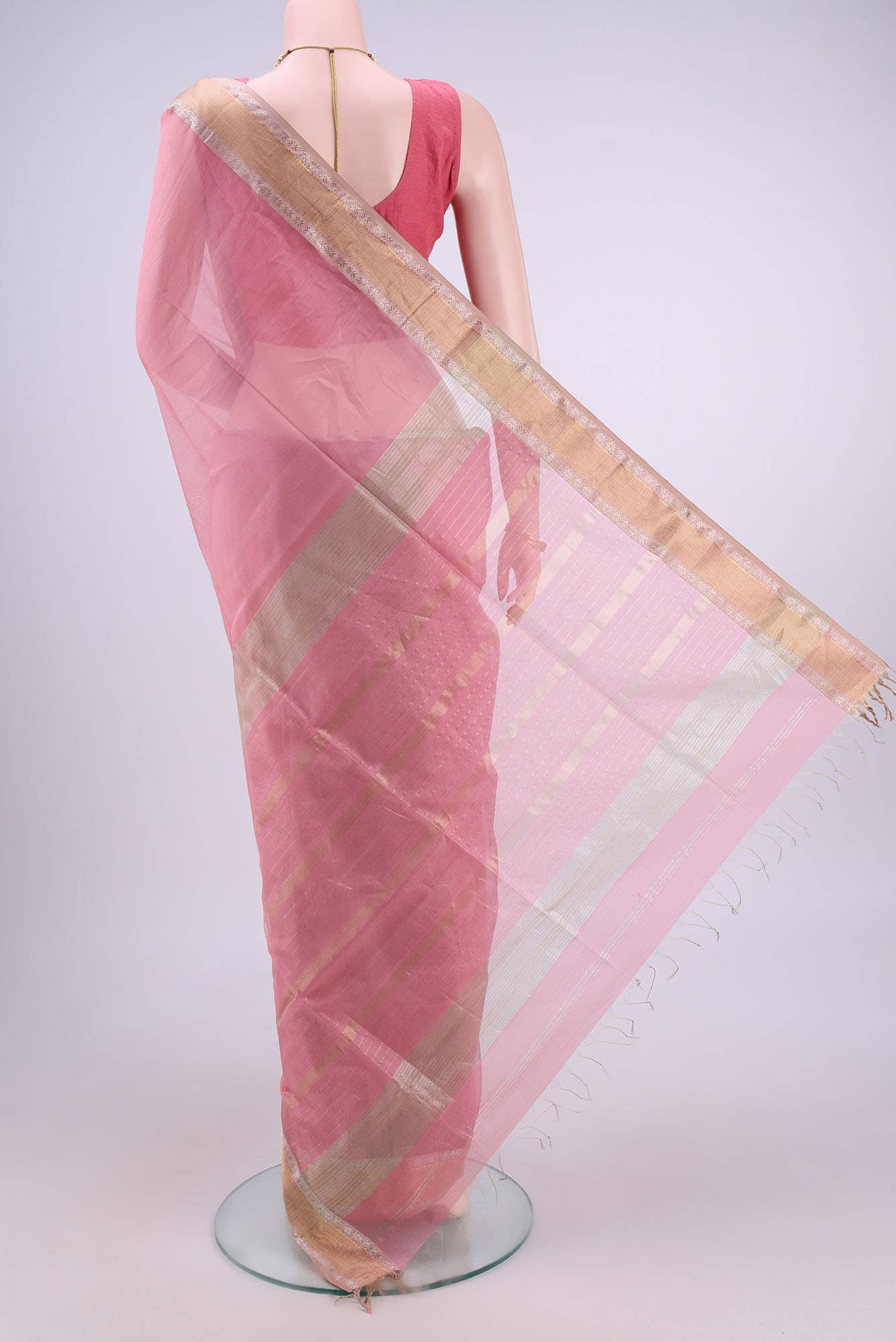 Rose pink Maheshwari Silk Saree