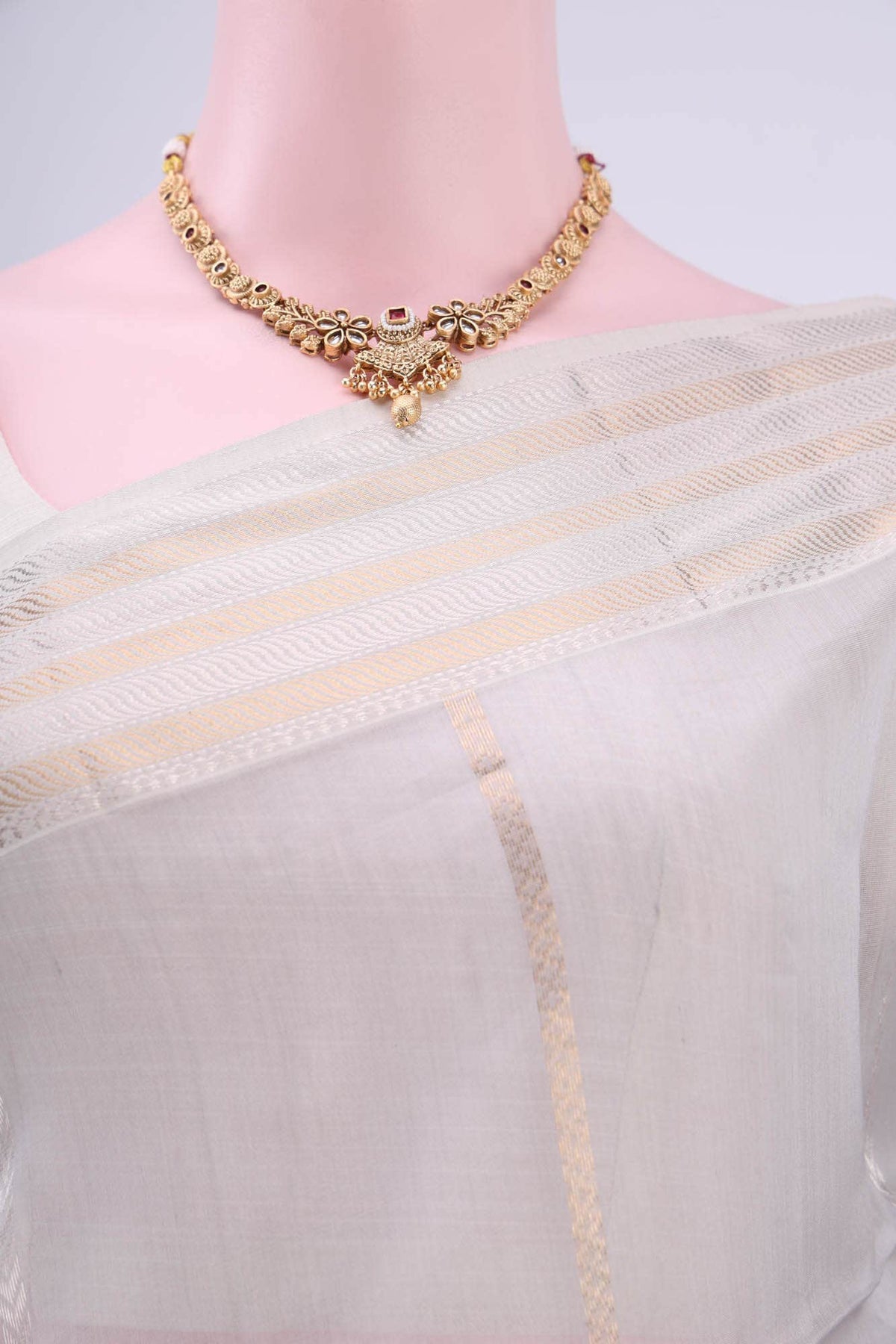 Grey Maheshwari Silk Saree