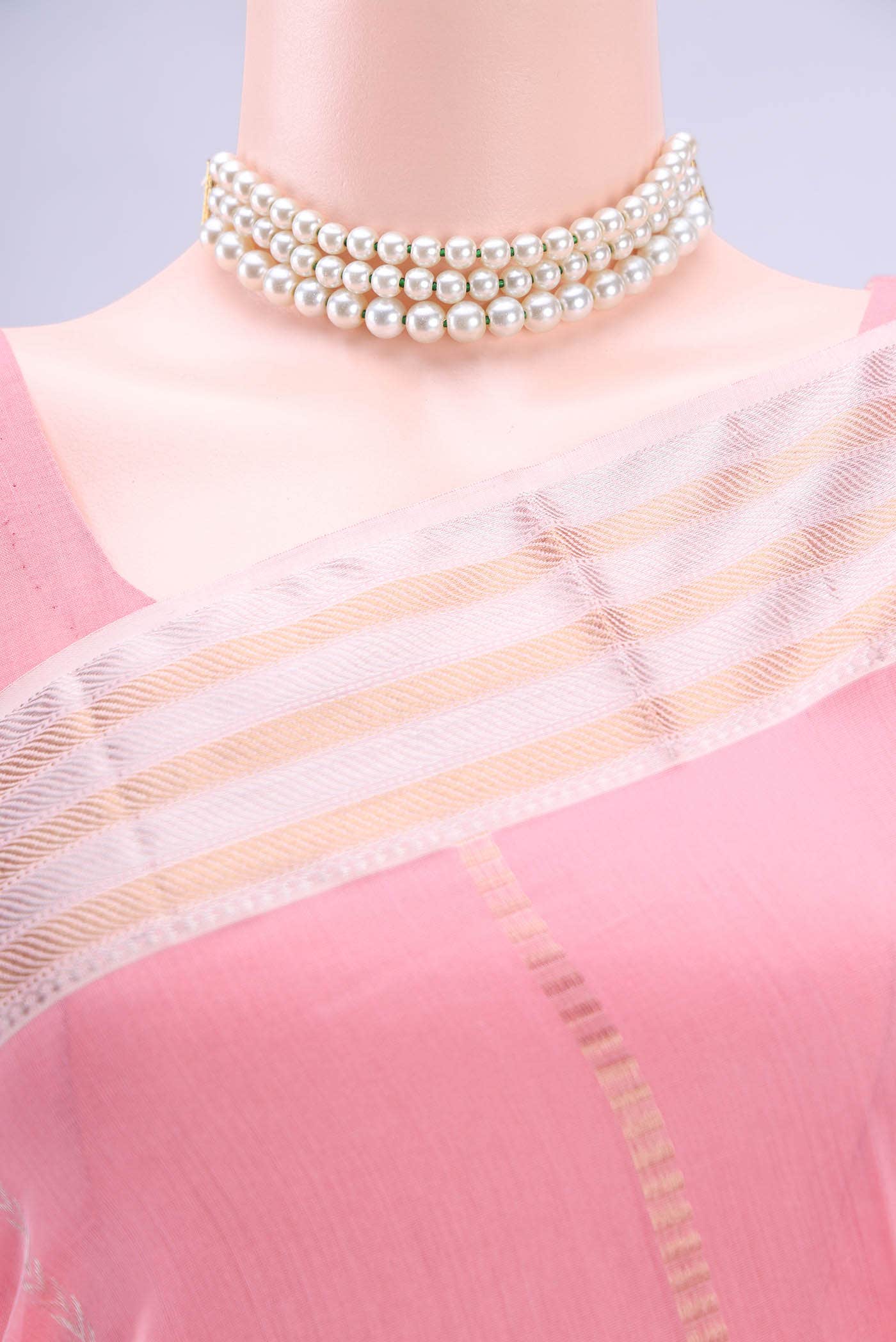 Rose pink Maheshwari Silk Cotton Saree
