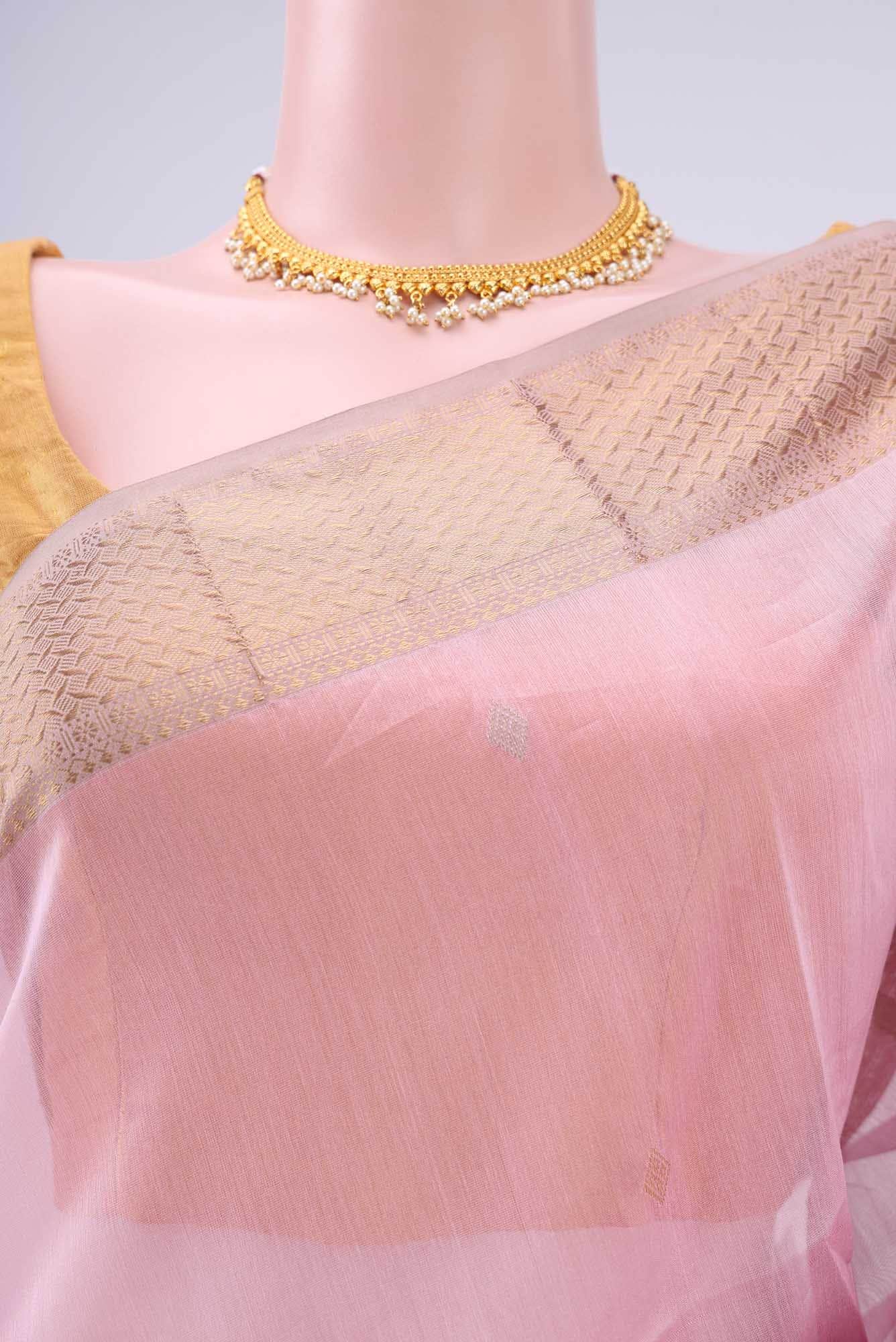 Rose pink Maheshwari Silk Saree