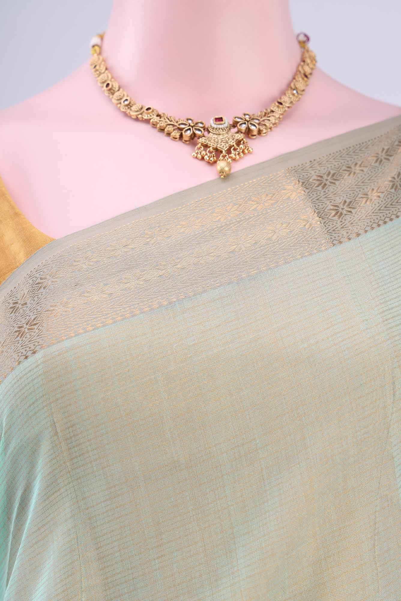Turquoise Maheshwari Silk Cotton Saree
