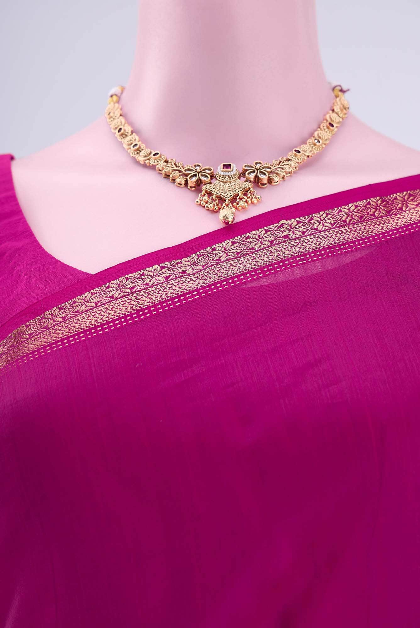 Magenta Maheshwari Silk Saree
