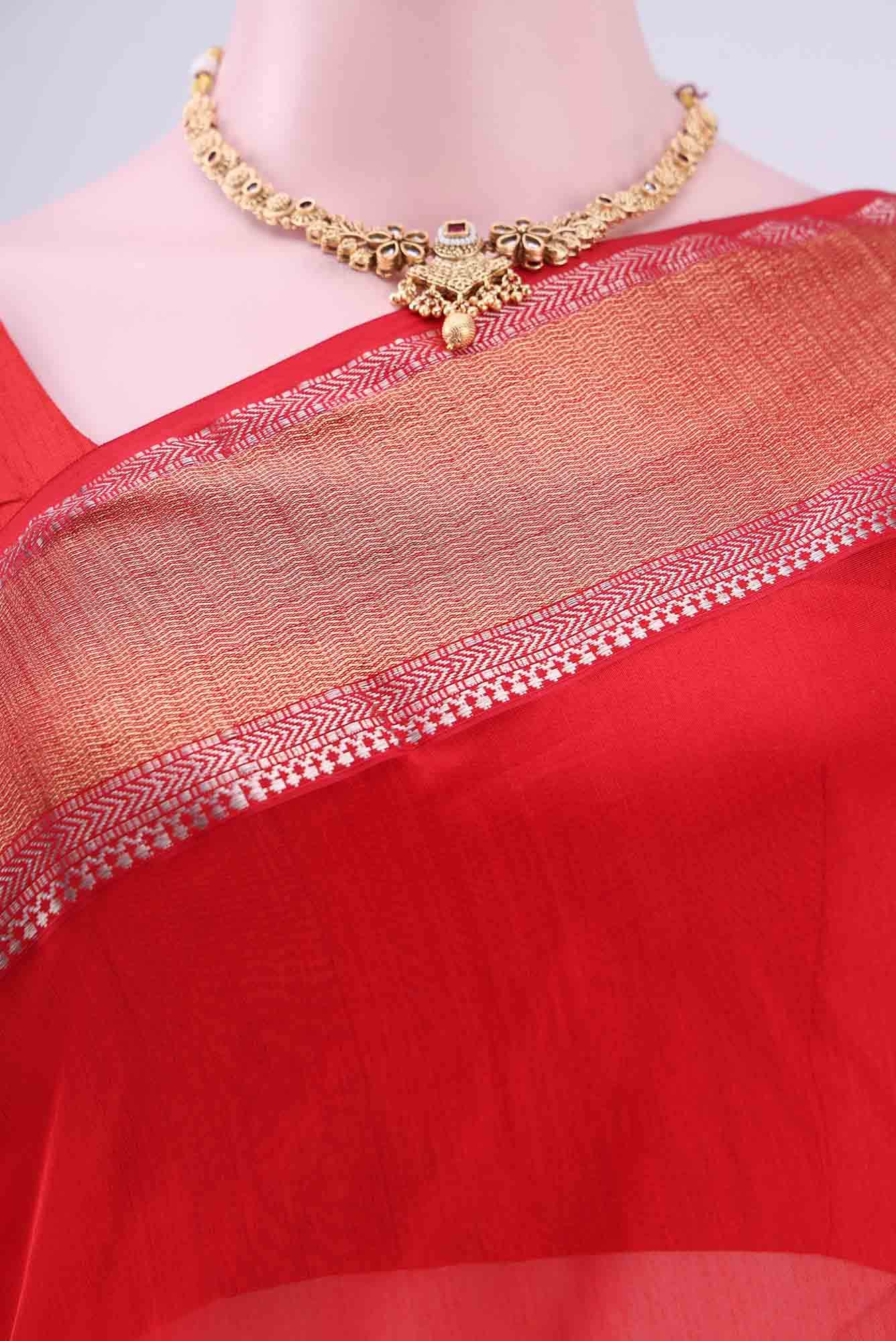 Red Maheshwari Silk Saree