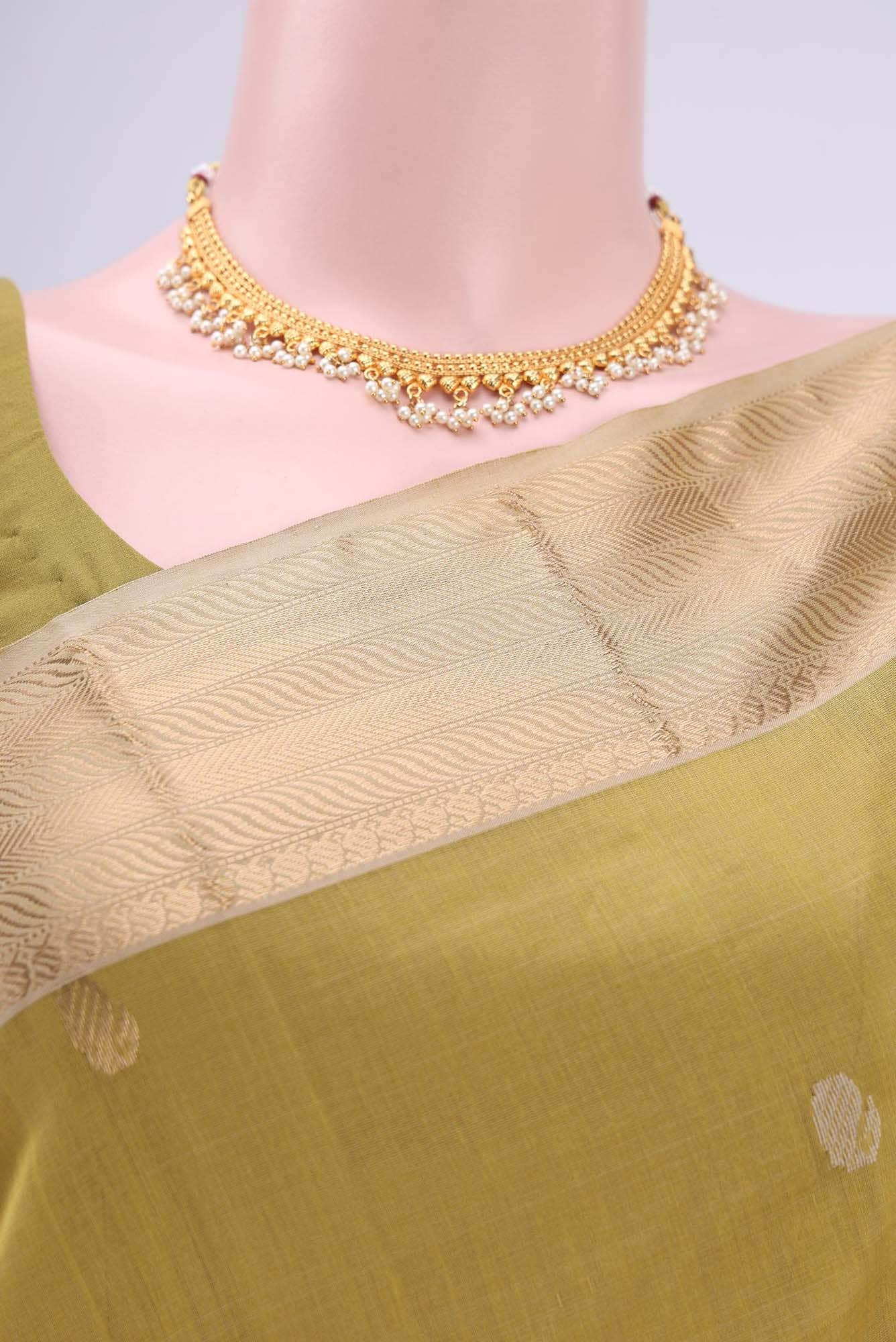 Acid Green Maheshwari Silk Saree