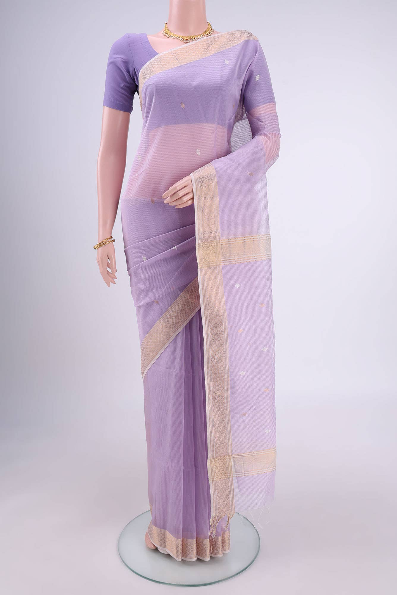 Mauve Maheshwari Silk Saree