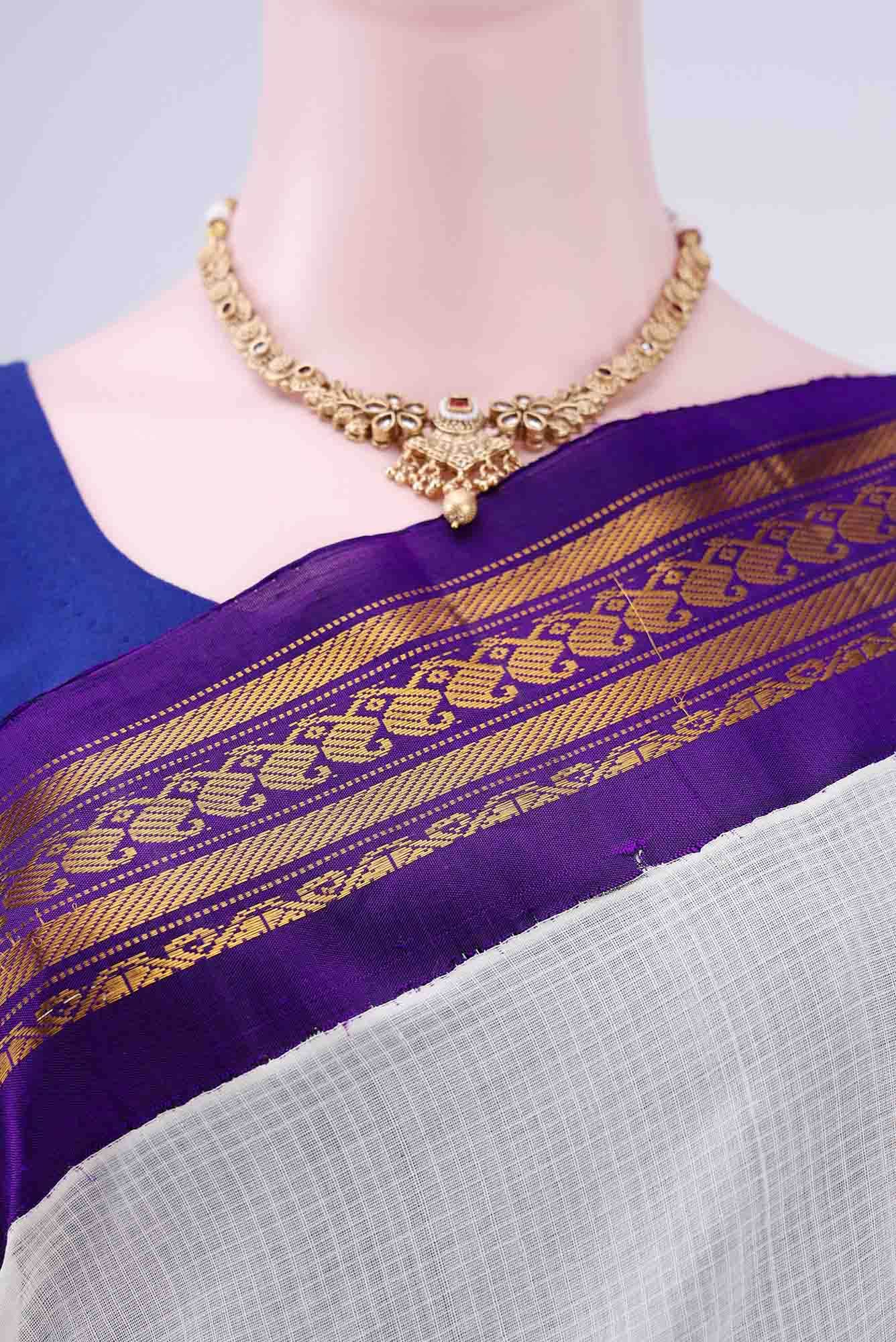 Off White Gadwal Silk Saree
