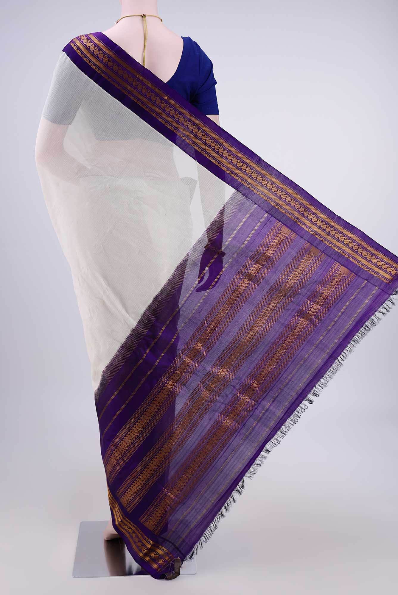 Off White Gadwal Silk Saree