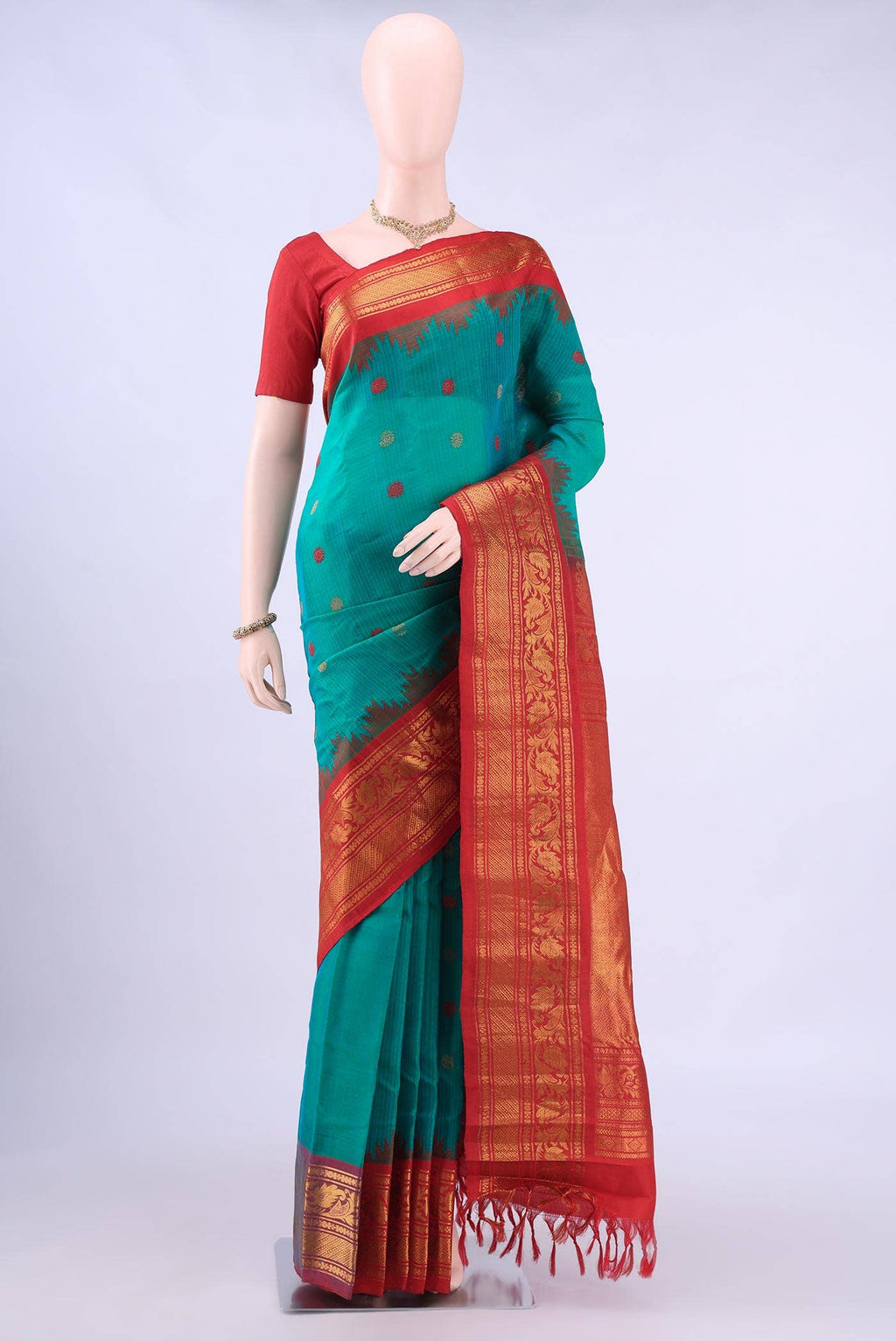Sea Green Dual Tone Gadwal Silk Saree