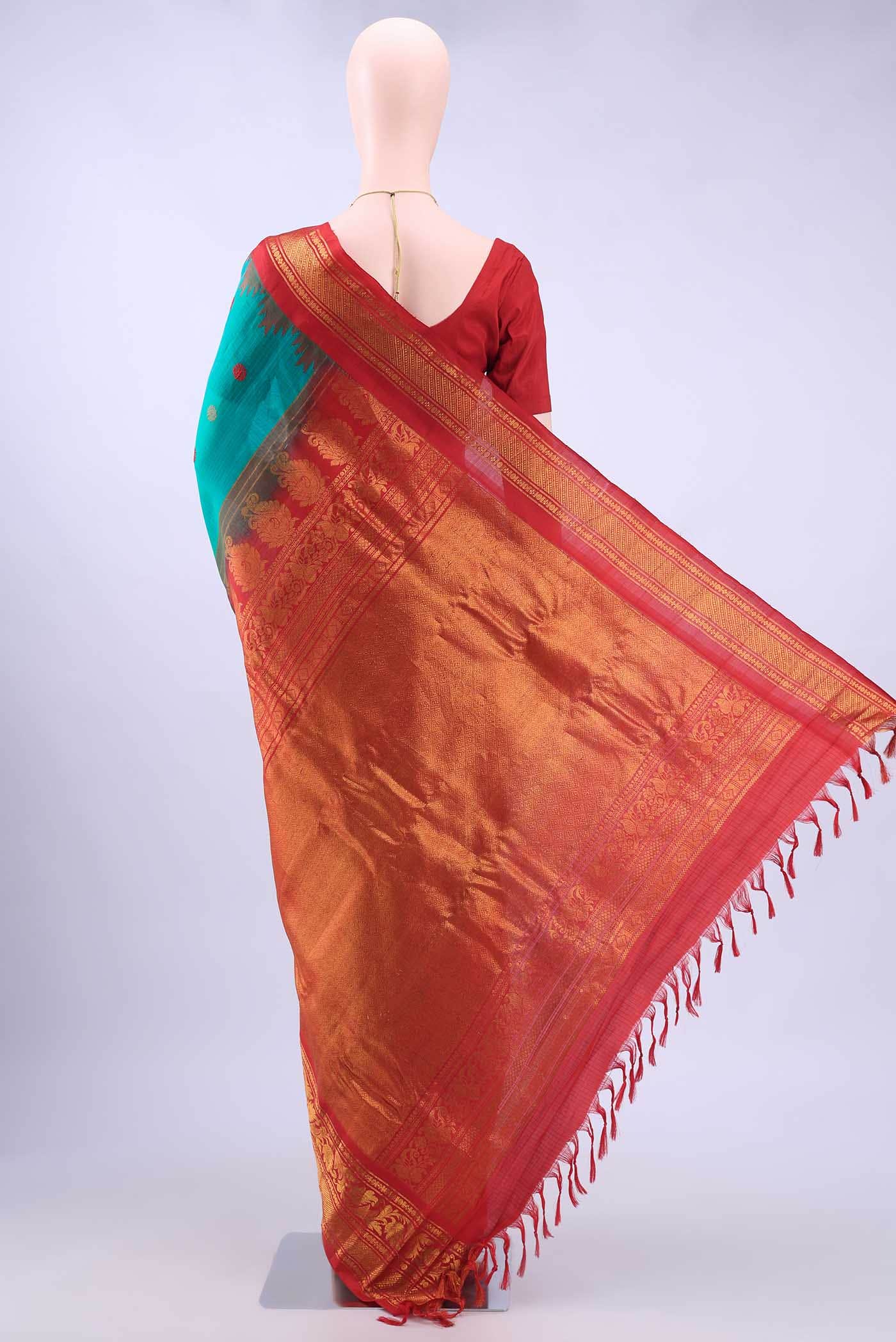 Sea Green Dual Tone Gadwal Silk Saree
