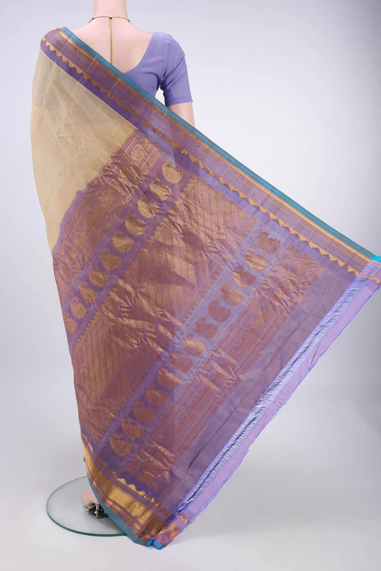 Beige Gadwal Silk Saree