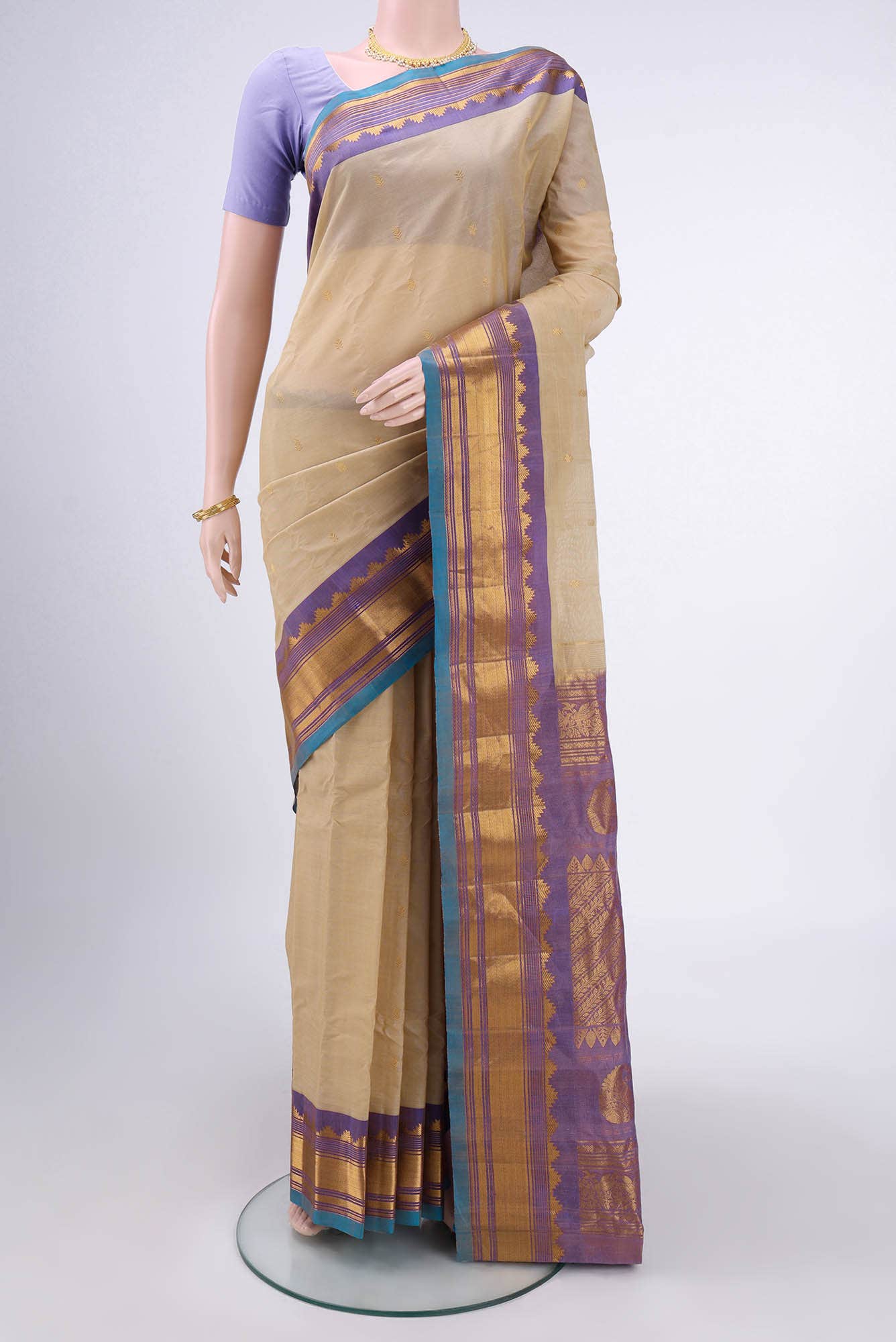 Beige Gadwal Silk Saree