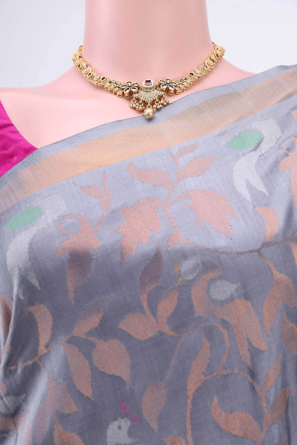 Blue Grey Uppada Silk Saree