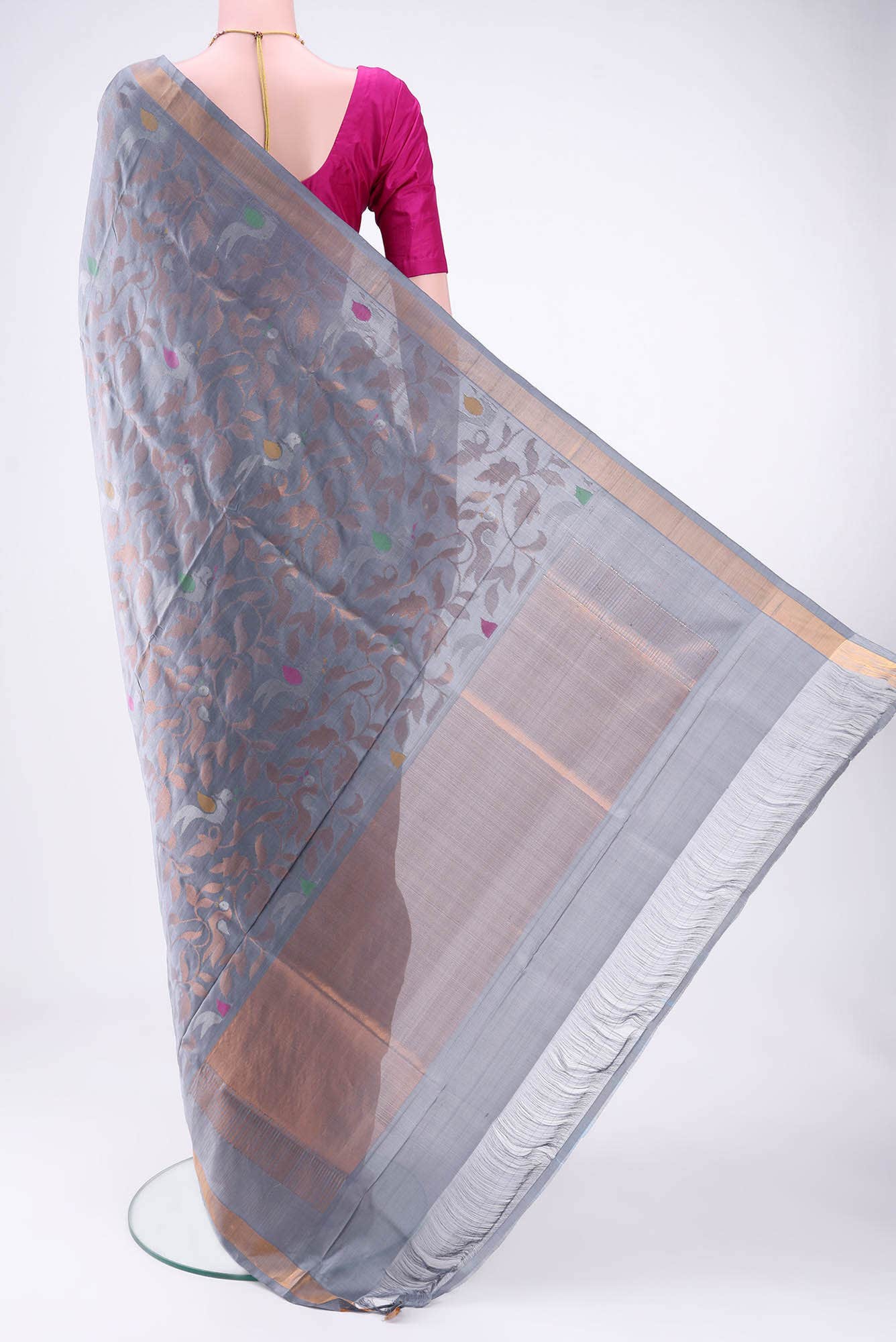 Blue Grey Uppada Silk Saree