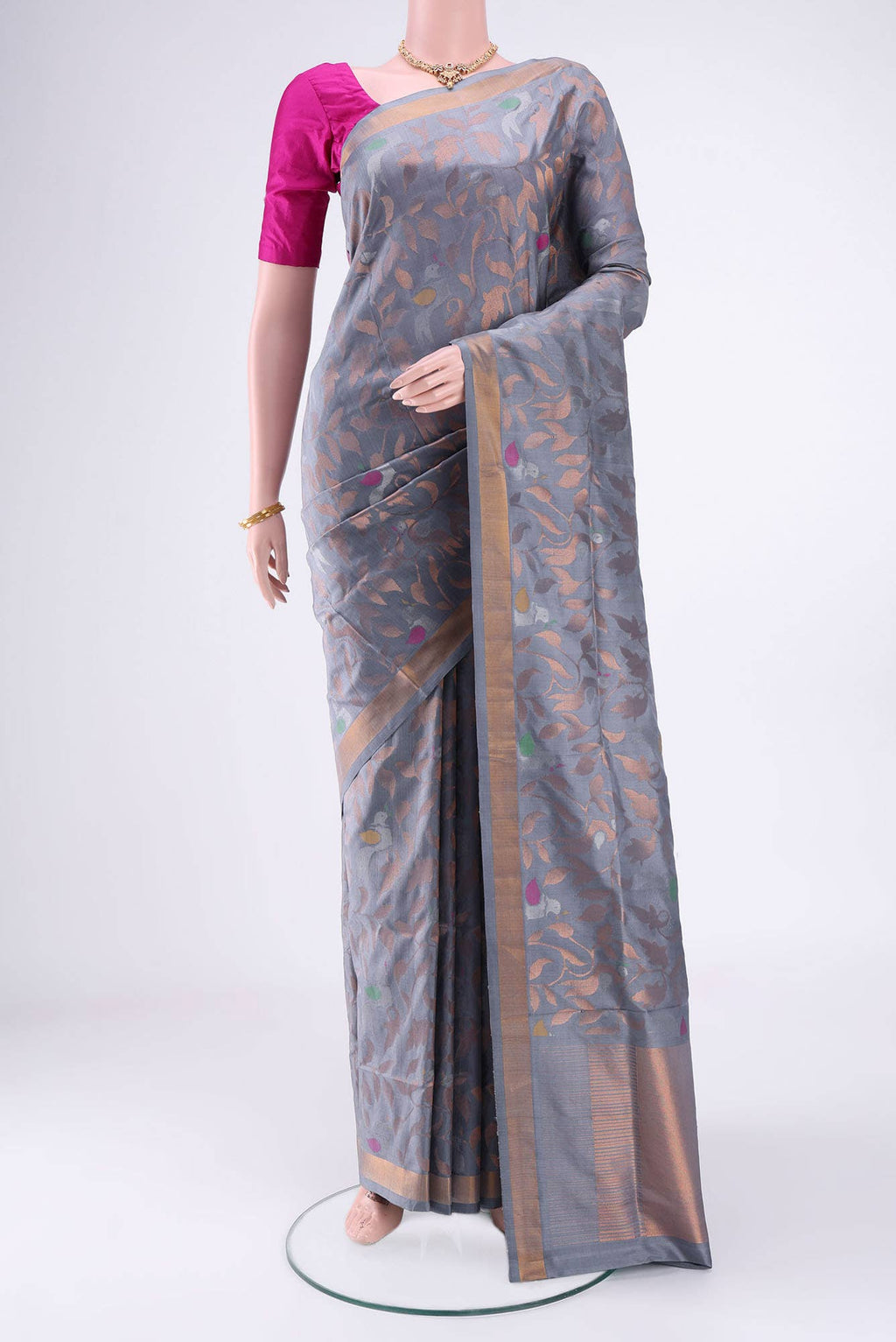 Blue Grey Uppada Silk Saree
