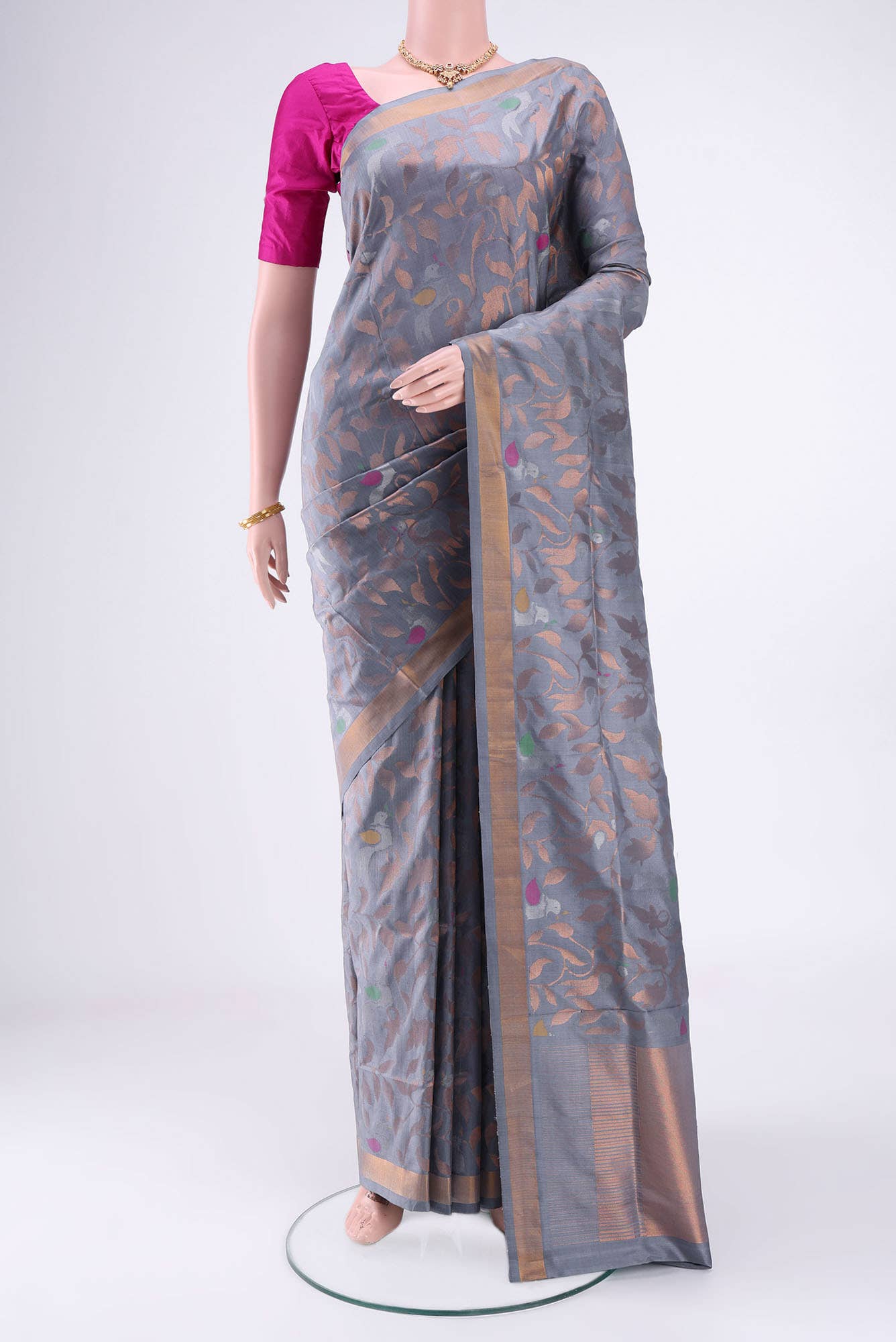 Blue Grey Uppada Silk Saree