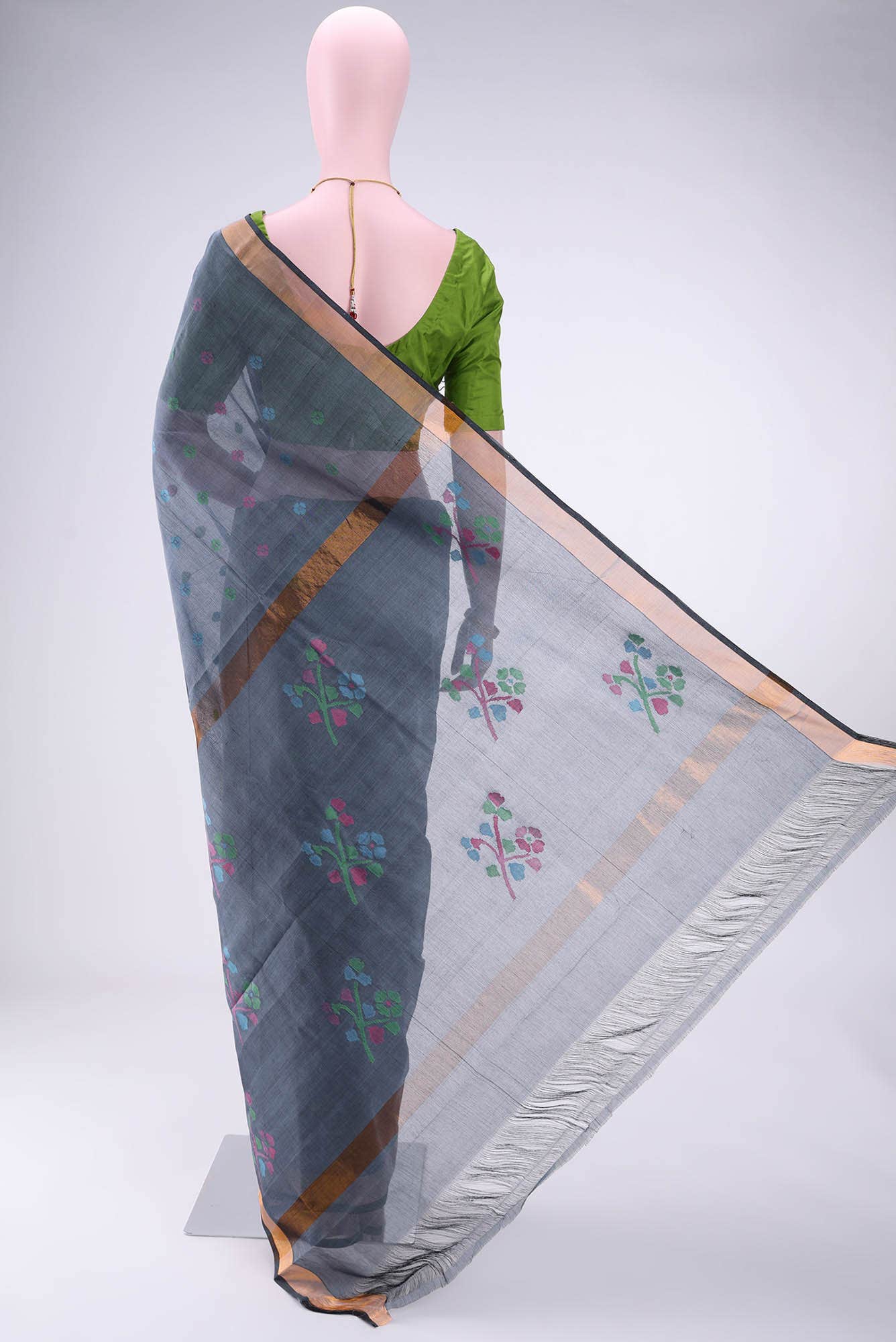 Blue Grey Uppada Silk Saree