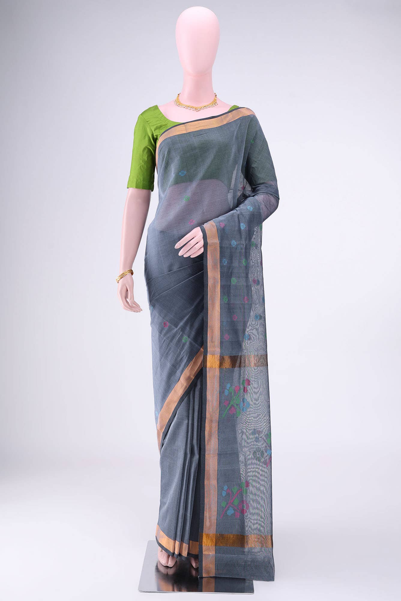 Blue Grey Uppada Silk Saree