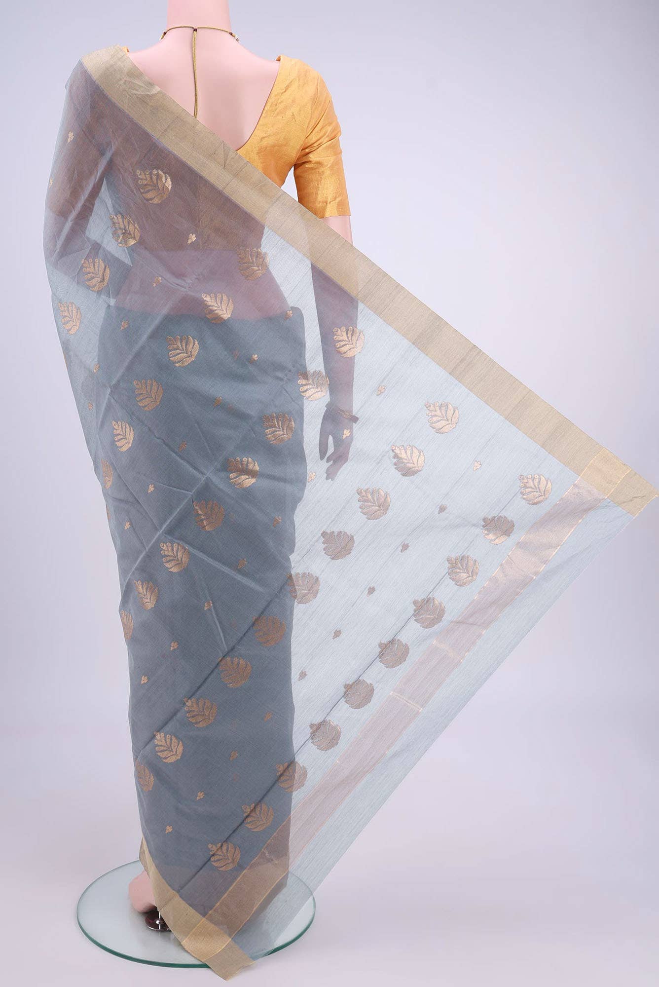 Grey Chanderi Silk Cotton Saree