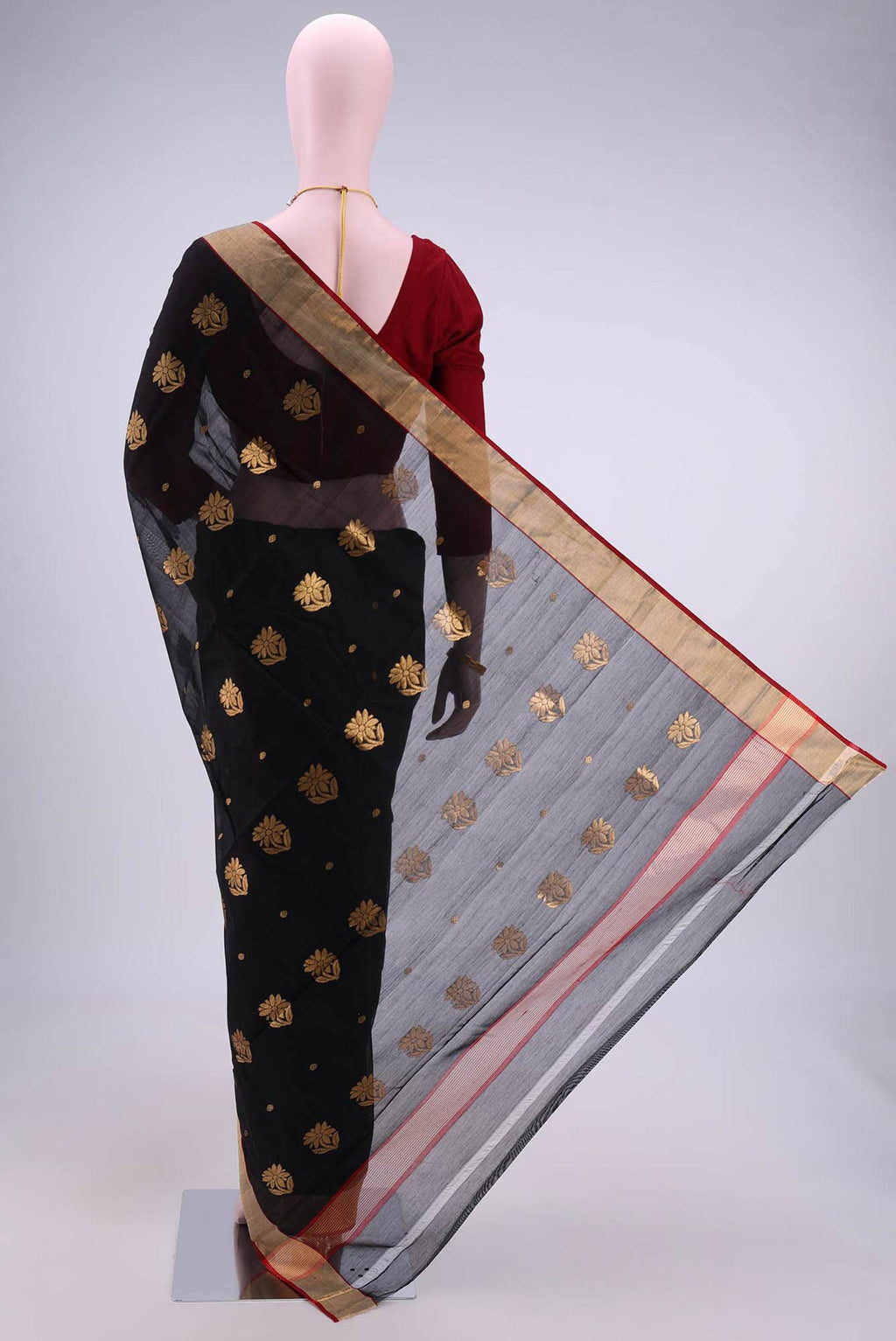 Black Chanderi Silk Saree