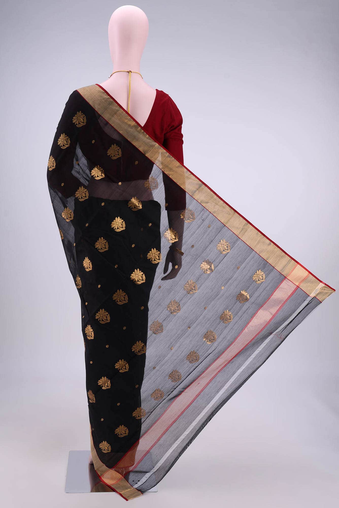 Black Chanderi Silk Saree
