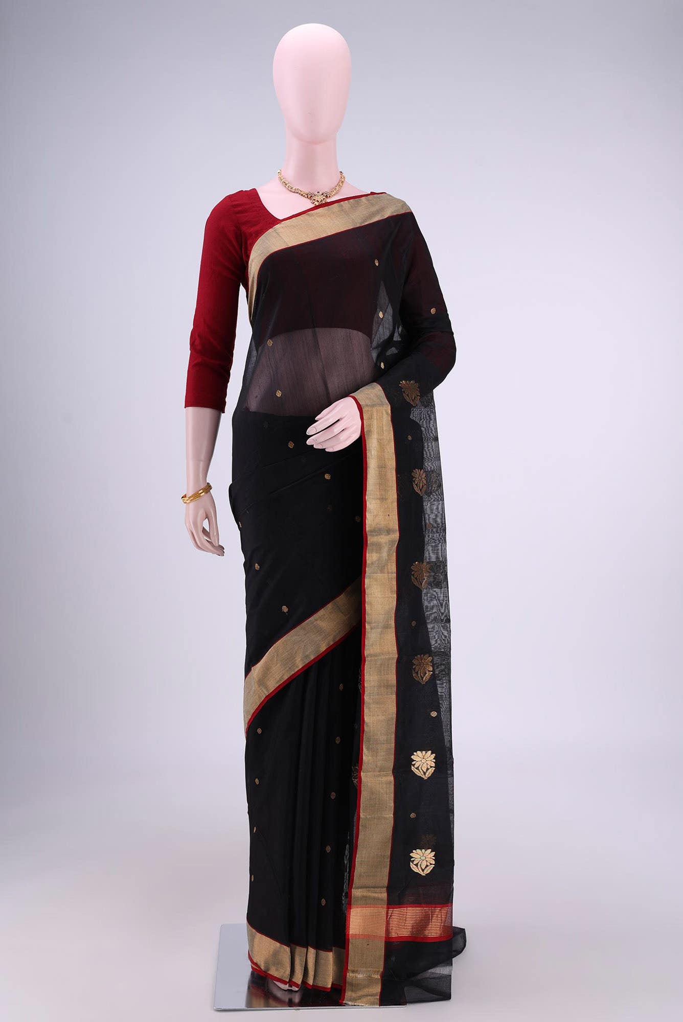 Black Chanderi Silk Saree
