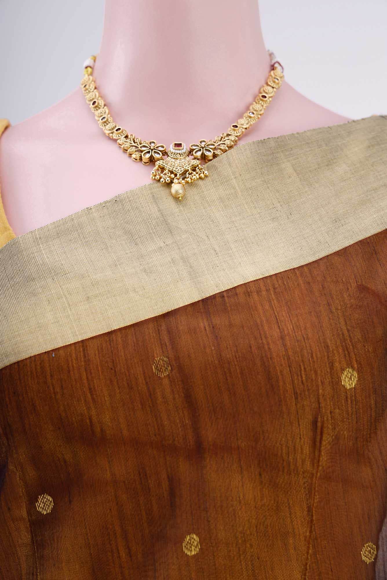 Brown Chanderi Silk Saree