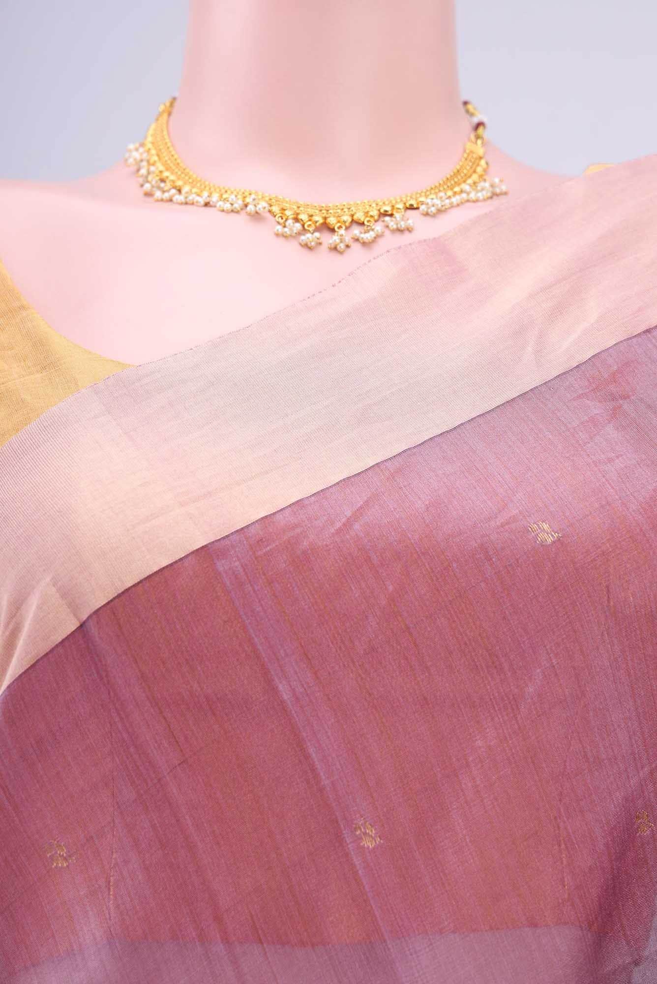 Mauve Dual Tone Chanderi Silk Cotton Saree