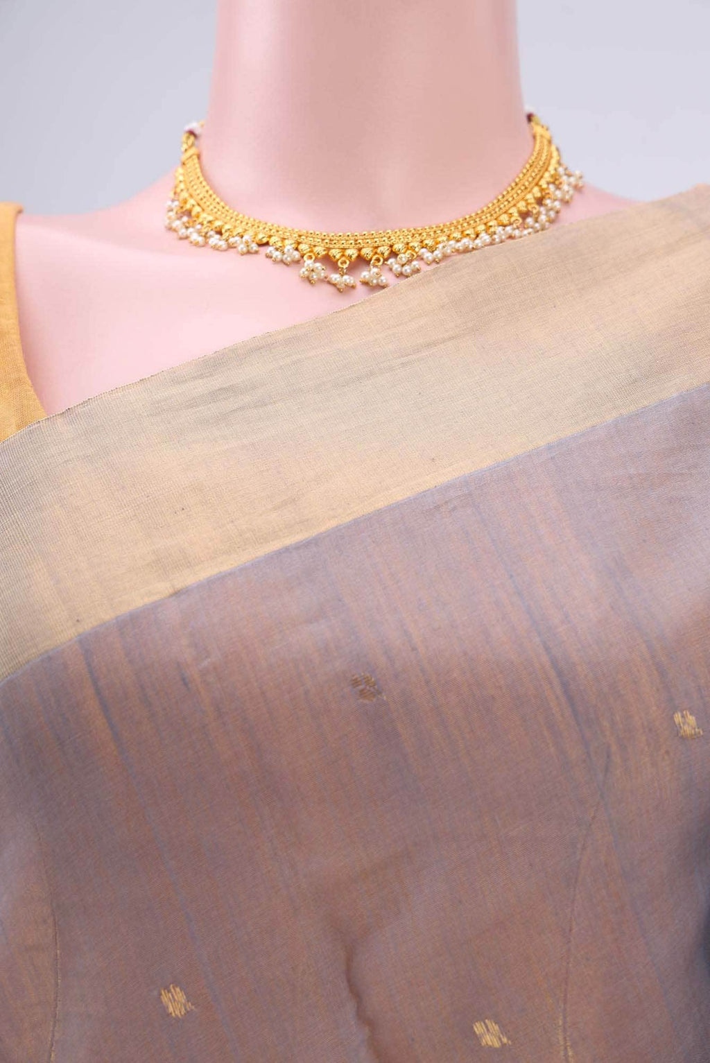 Grey Chanderi Silk Saree