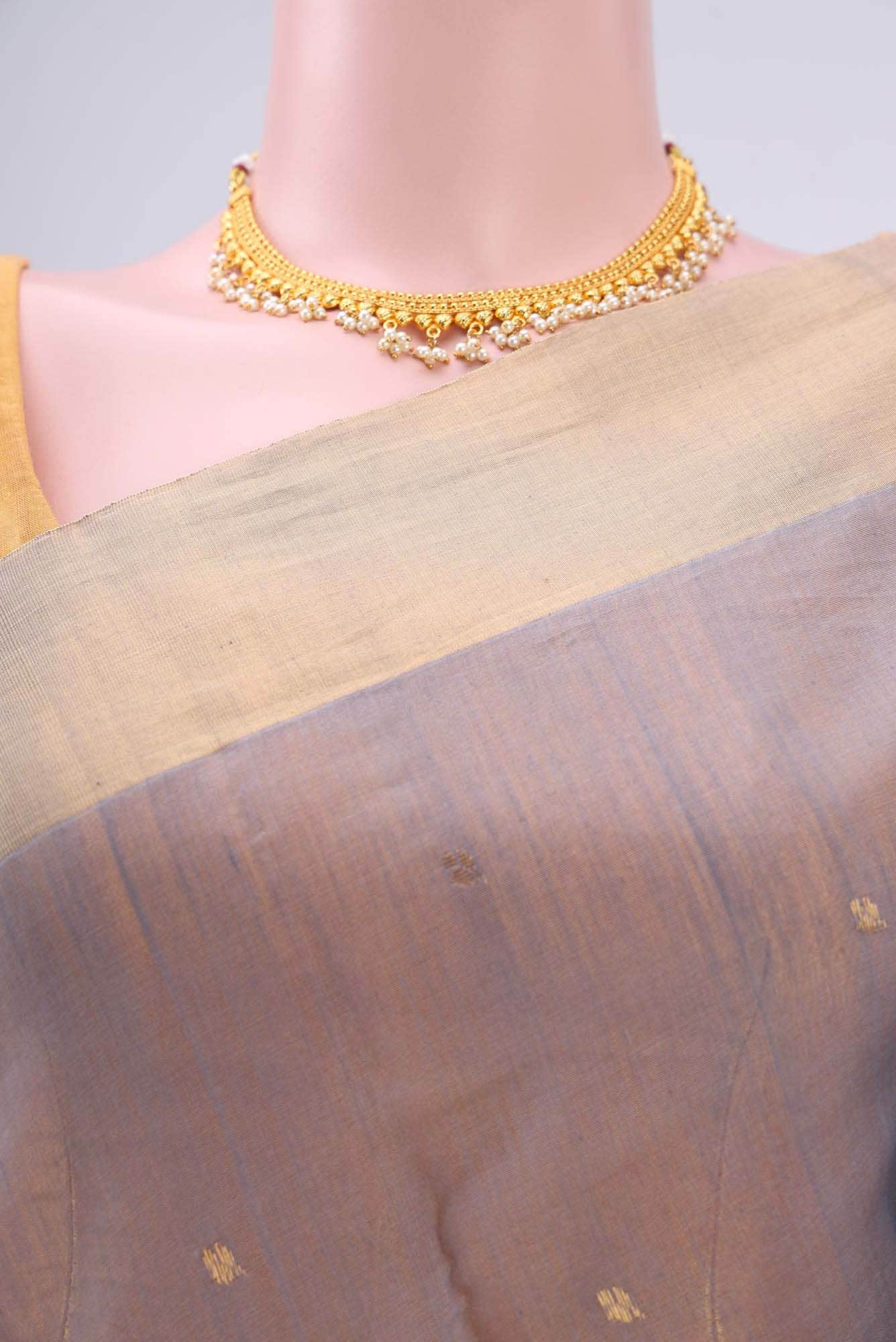 Grey Chanderi Silk Saree