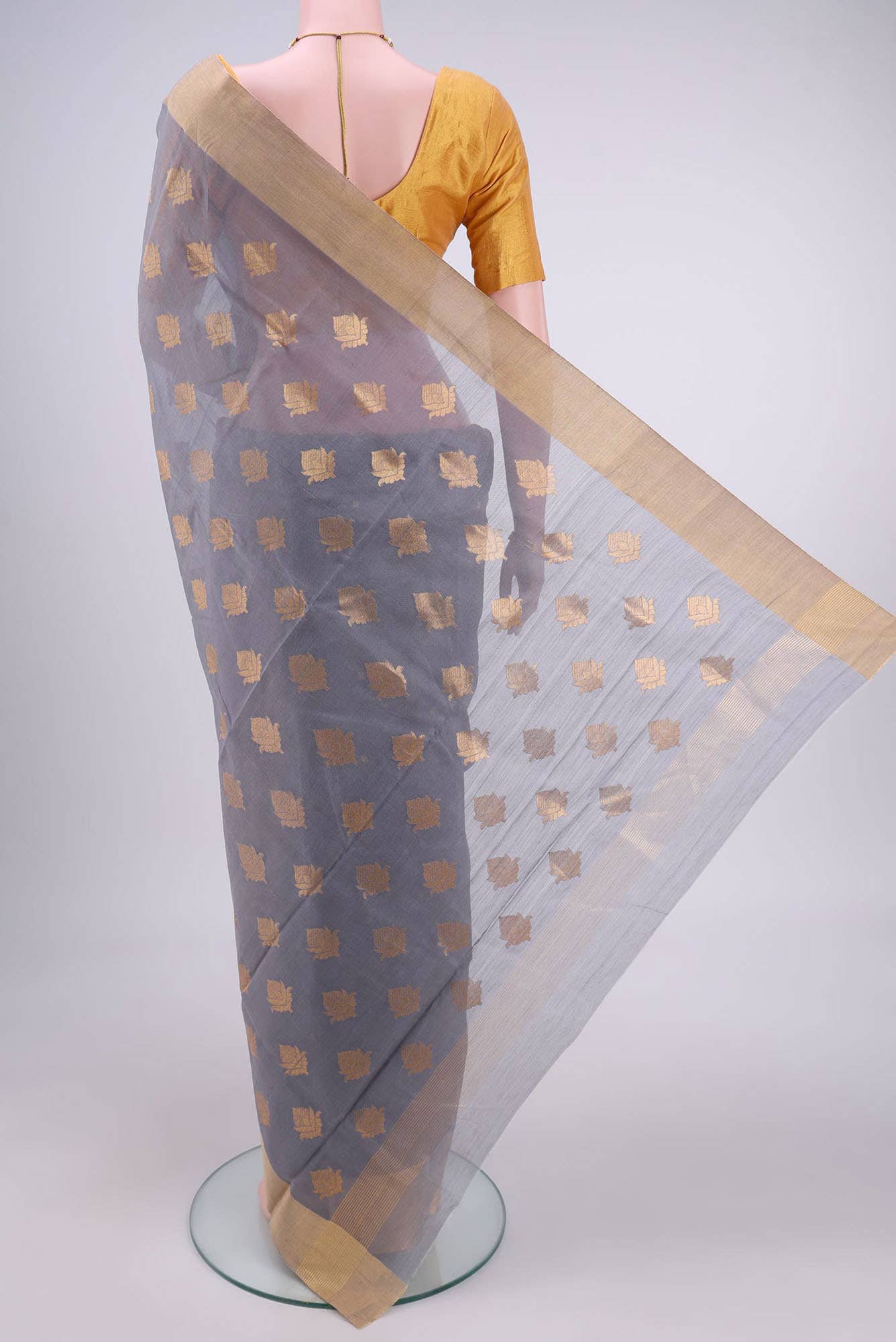 Grey Chanderi Silk Saree