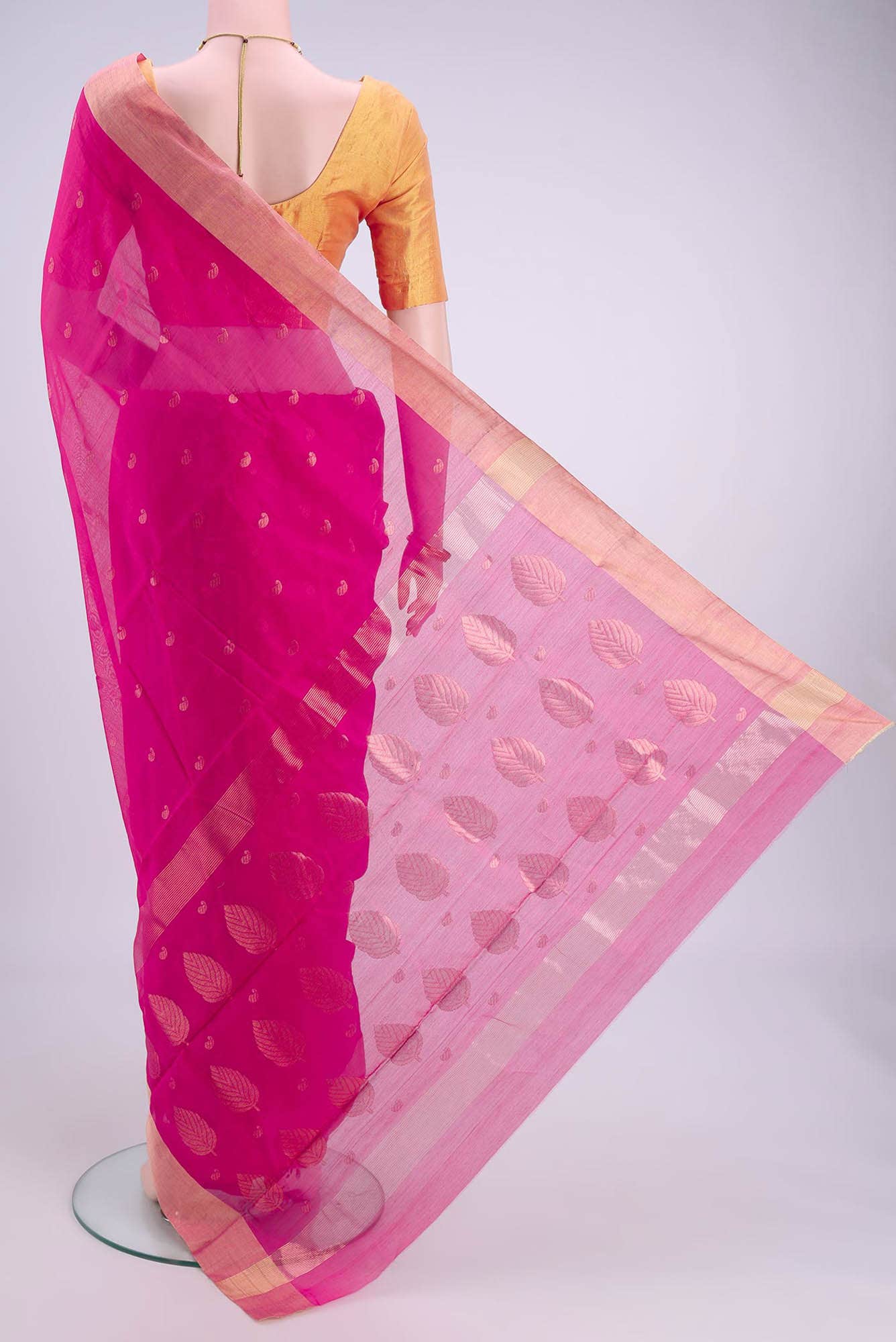 Rani Pink Chanderi Silk Cotton Saree