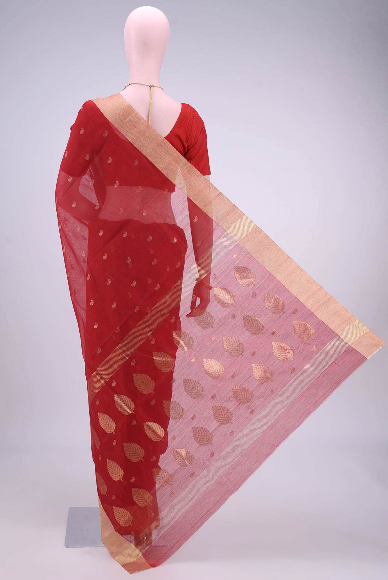 Red Chanderi Silk Cotton Saree